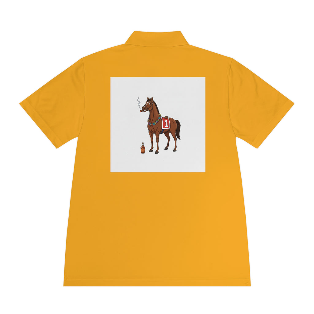 Horse Racing Polo Shirt — Vintage Jockey Saddle & Racing Horse Design