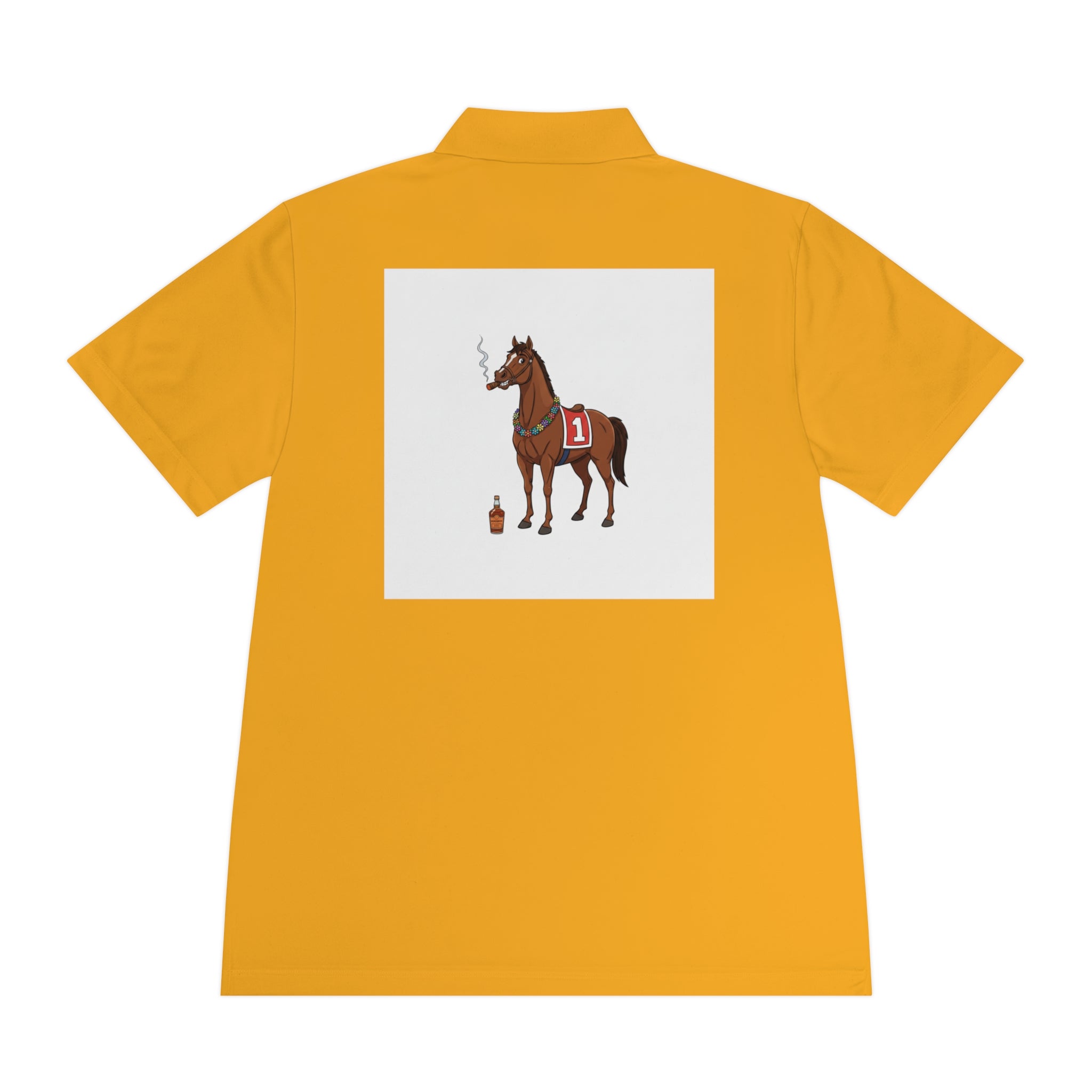 Horse Racing Polo Shirt — Vintage Jockey Saddle & Racing Horse Design