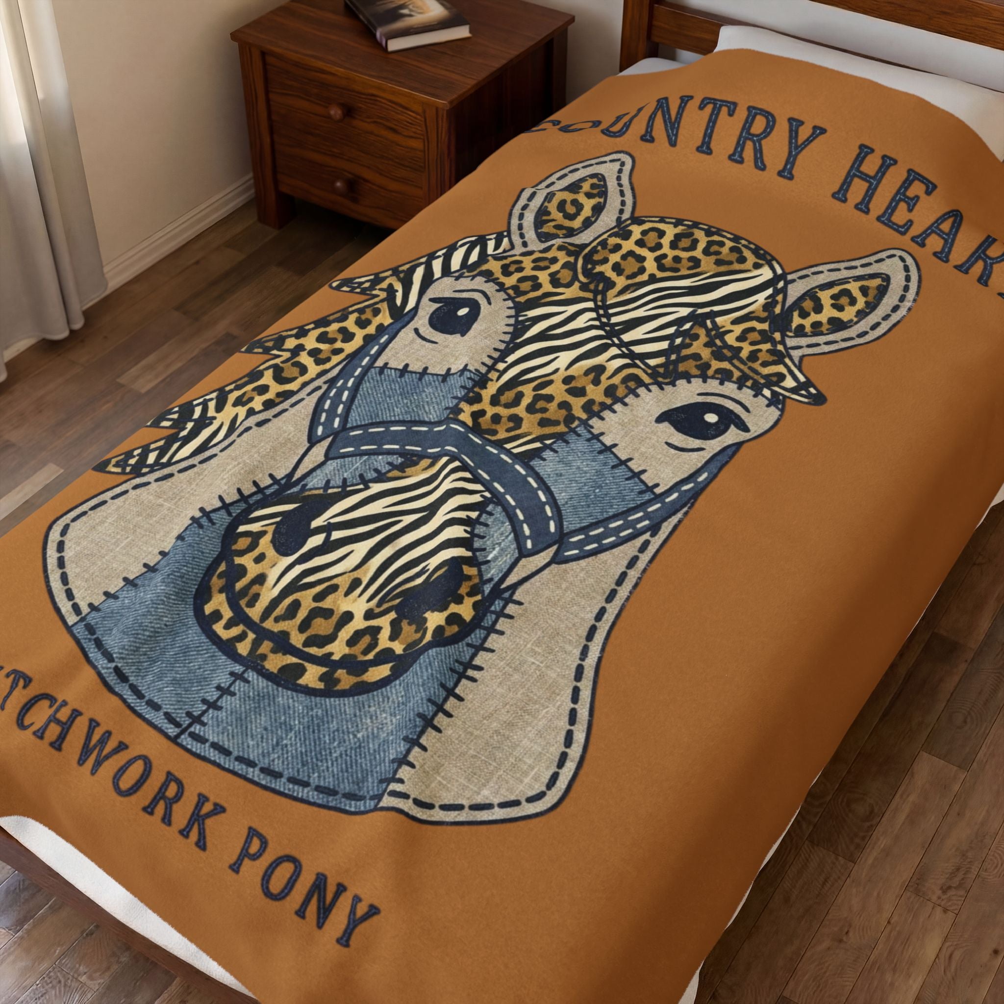 Country Heart Patchwork Pony Velveteen Plush Blanket