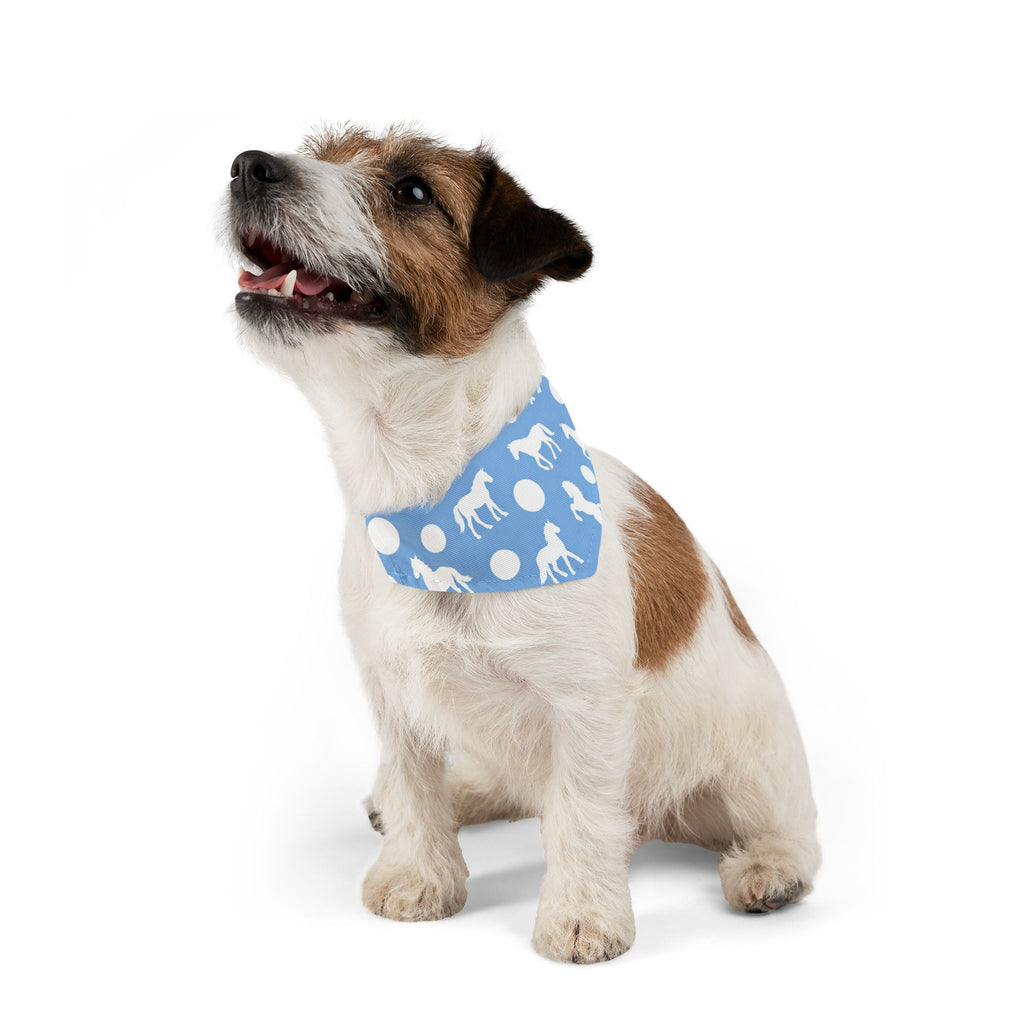 Baby Blue Horse Print Pet Bandana Collar — Cute Equestrian Dog Scarf