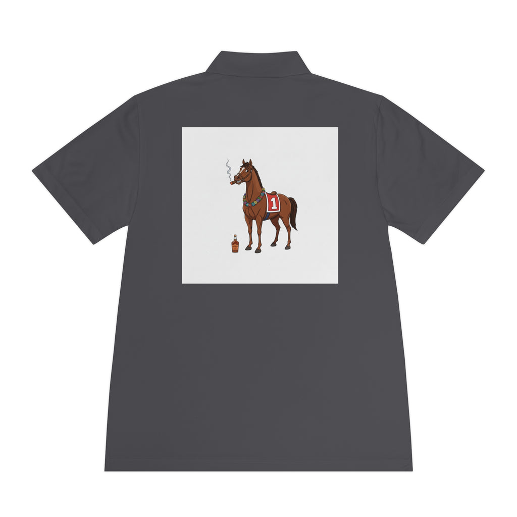 Horse Racing Polo Shirt — Vintage Jockey Saddle & Racing Horse Design