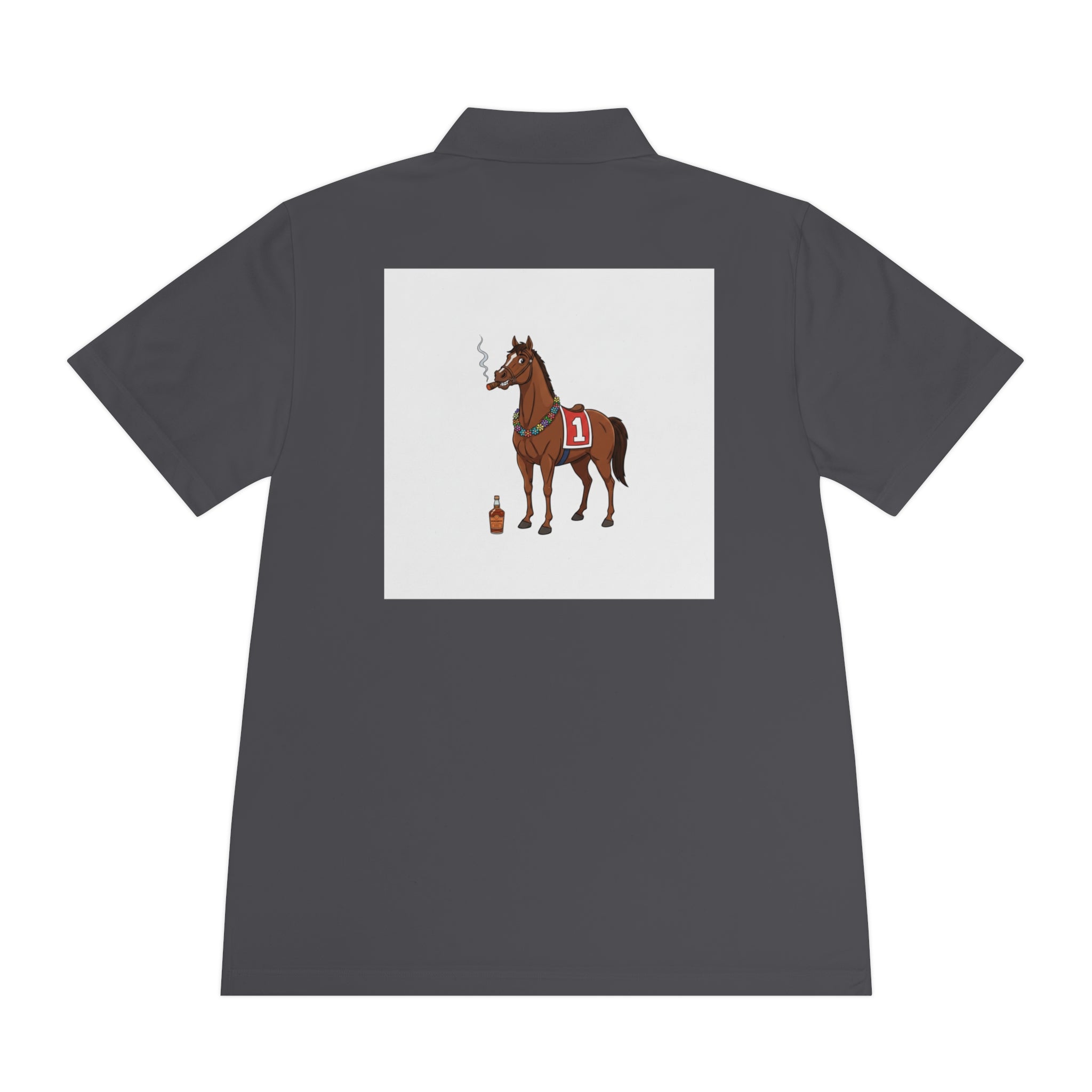 Horse Racing Polo Shirt — Vintage Jockey Saddle & Racing Horse Design