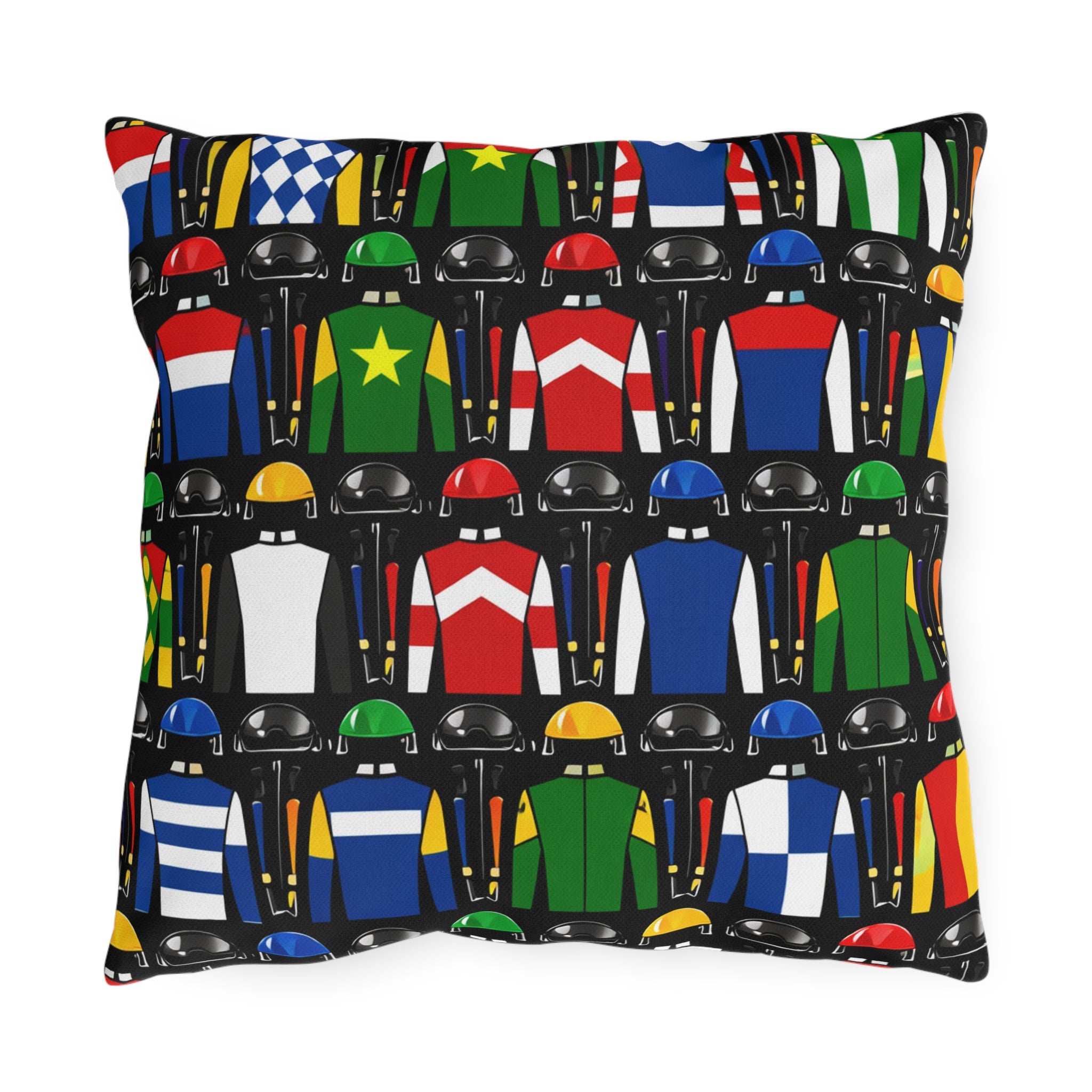 Jockey Silks Pattern Outdoor Pillow Horse Racing