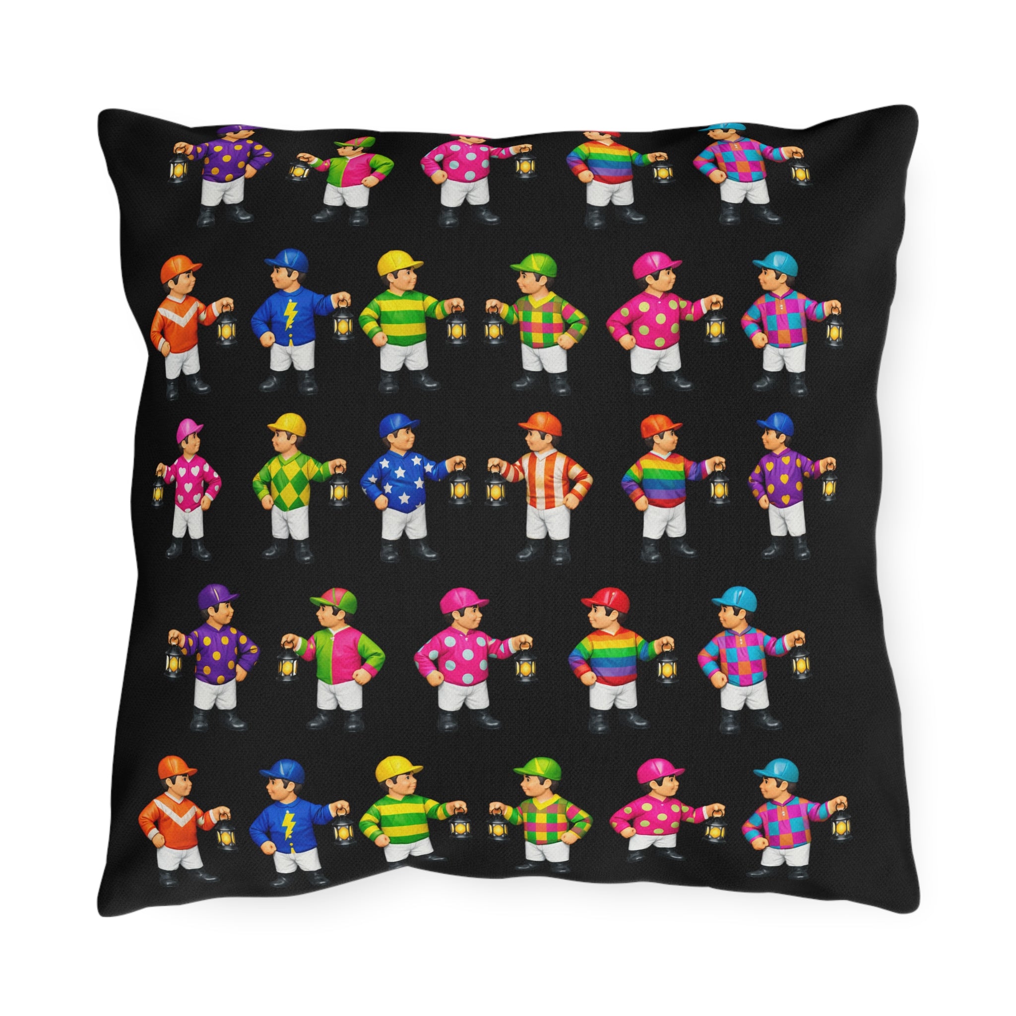 Colorful Comical Lawn Jockey Pattern Outdoor Pillow