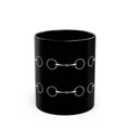 Equestrian Bit Pattern Black Coffee Mug — Horse Rider Gift