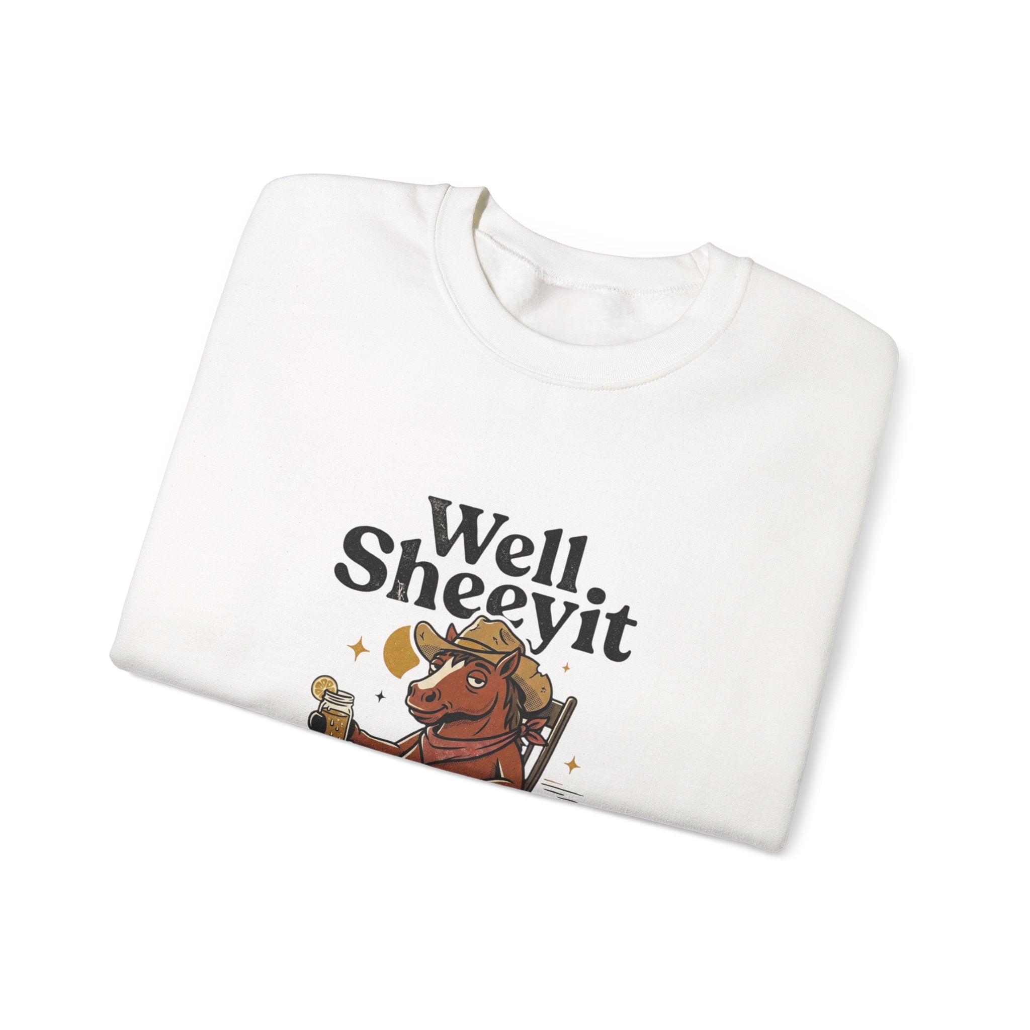 Well Sheeyit Horse Crewneck Sweatshirt | Vintage Southern, Rustic Western Humor