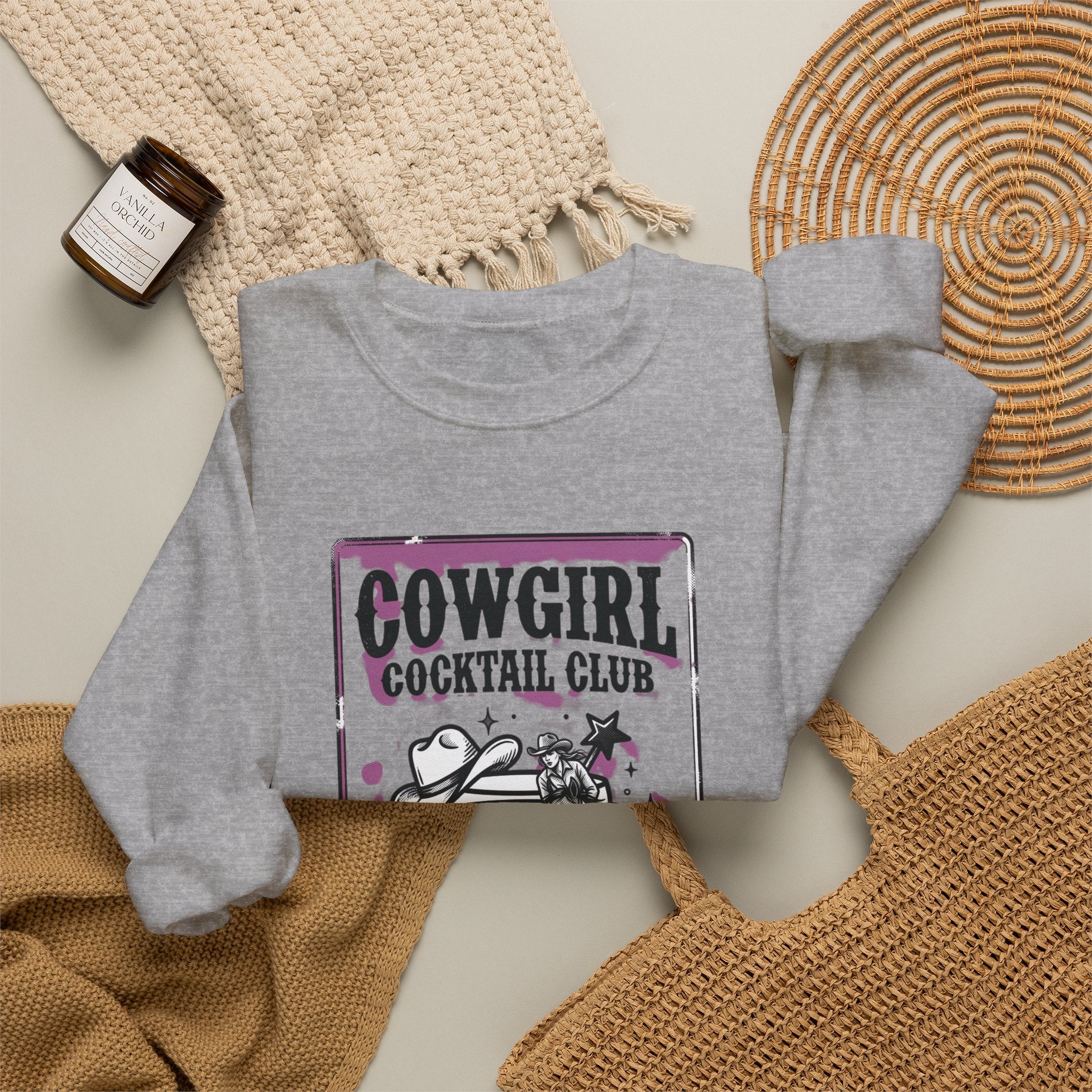 Cowgirl Cocktail Club Crewneck | Country Aesthetic, Western Graphic