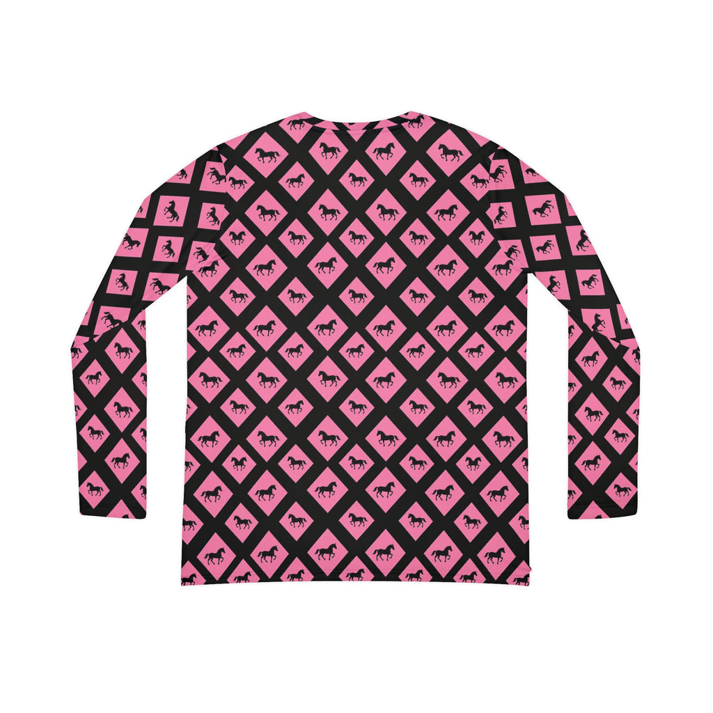 Pink Black Diamond horses cooling V-Neck Long Sleeve — Women's Patterned Top