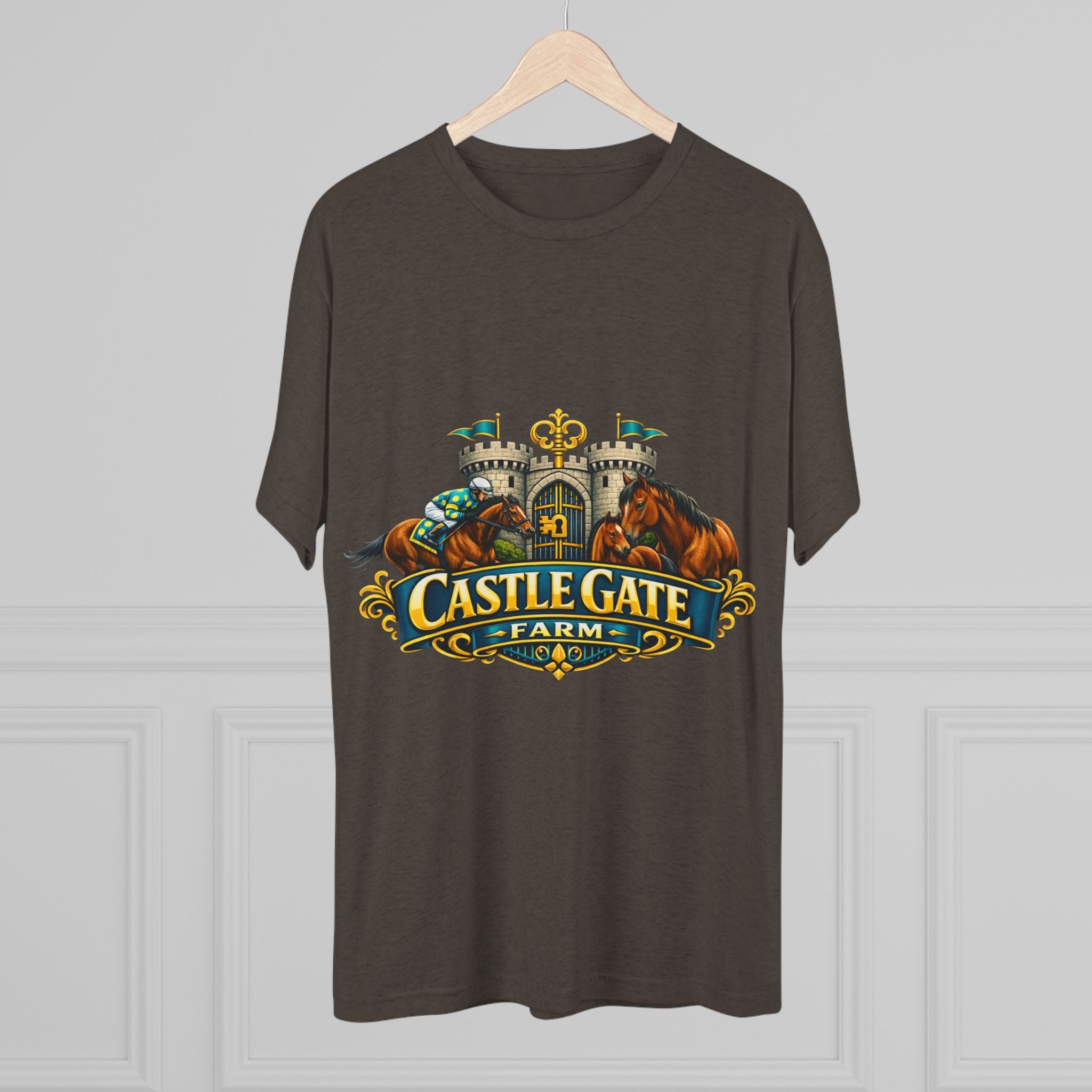 Castle Gate Farm T-Shirt – Retro Crest Logo Tee for Farm Lovers