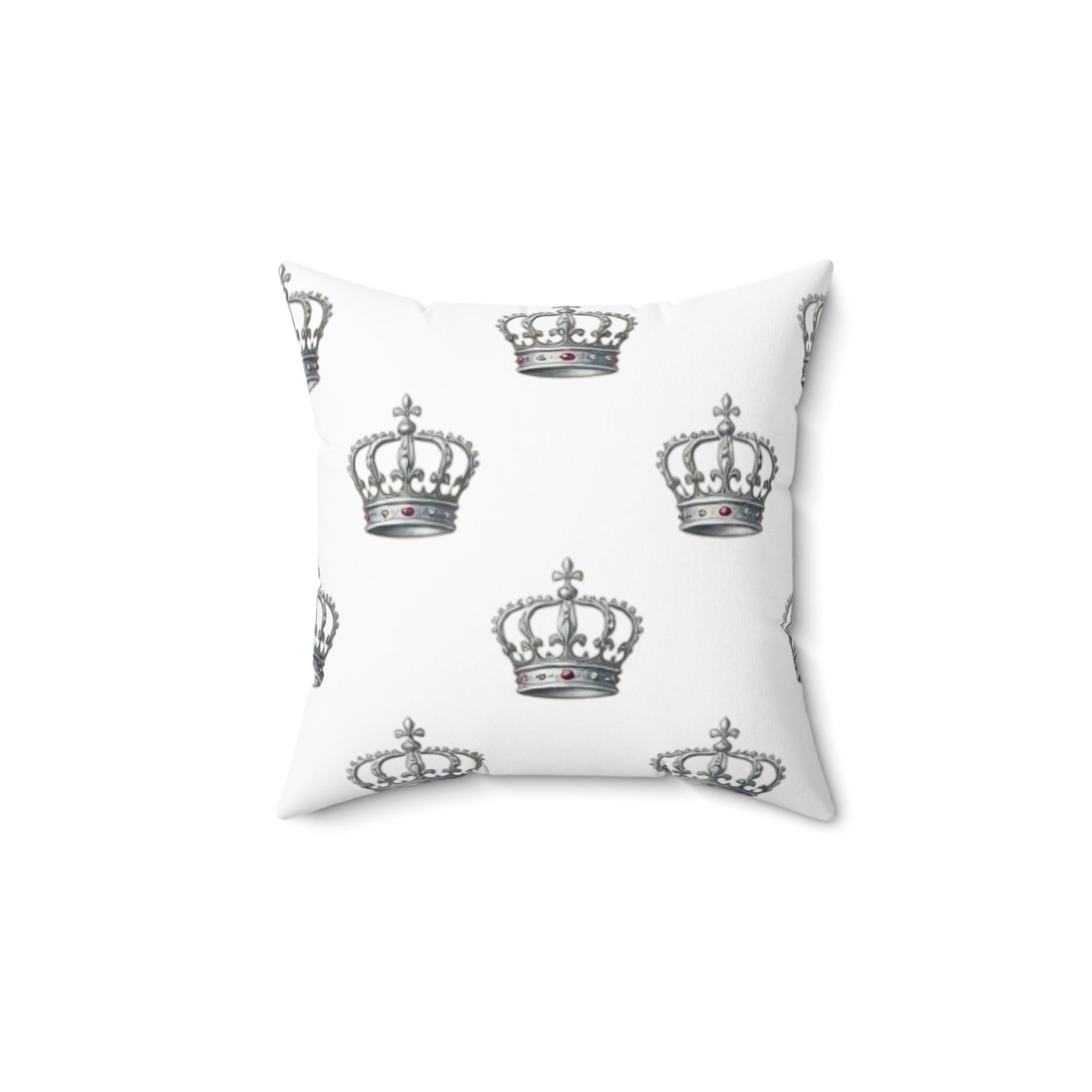 Crown Pattern Throw Pillow – Royal Silver Crown Decorative Cushion