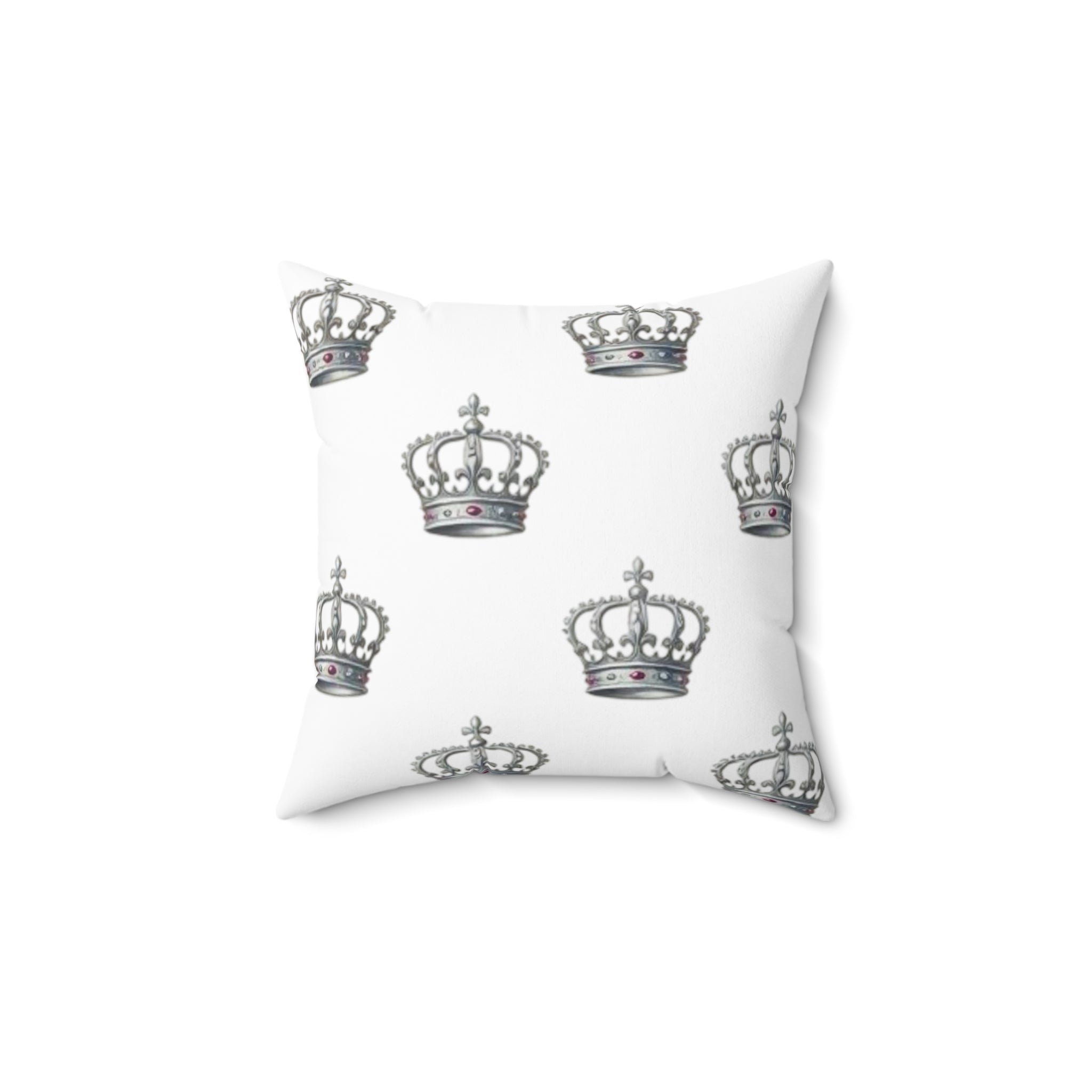 Crown Pattern Throw Pillow – Royal Silver Crown Decorative Cushion