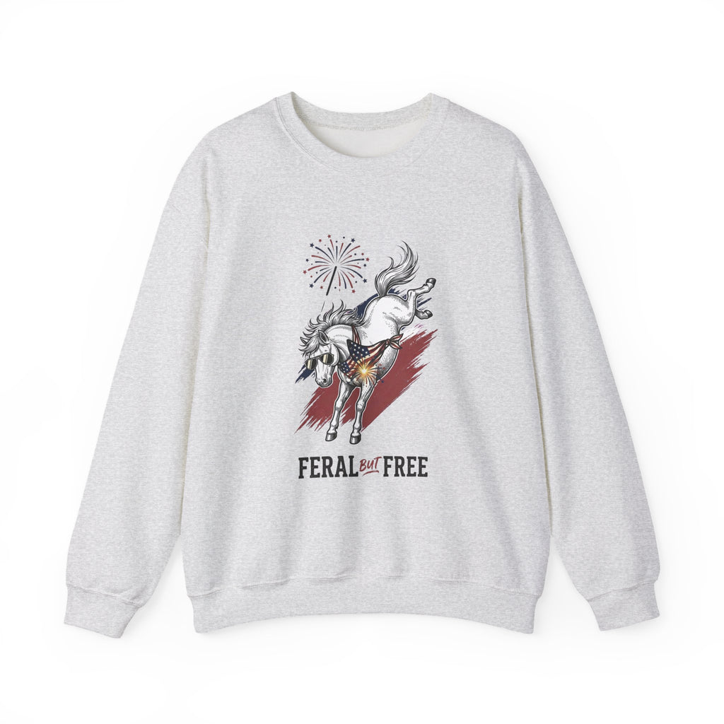 Feral but Free horse illustration Sweatshirt | quirky millennial humor