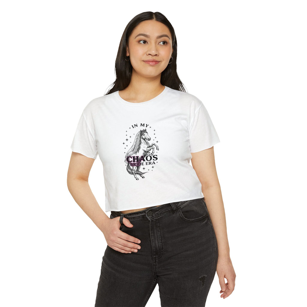 Festival Crop Top — “In My Chaos Era” Prancing Unicorn Graphic