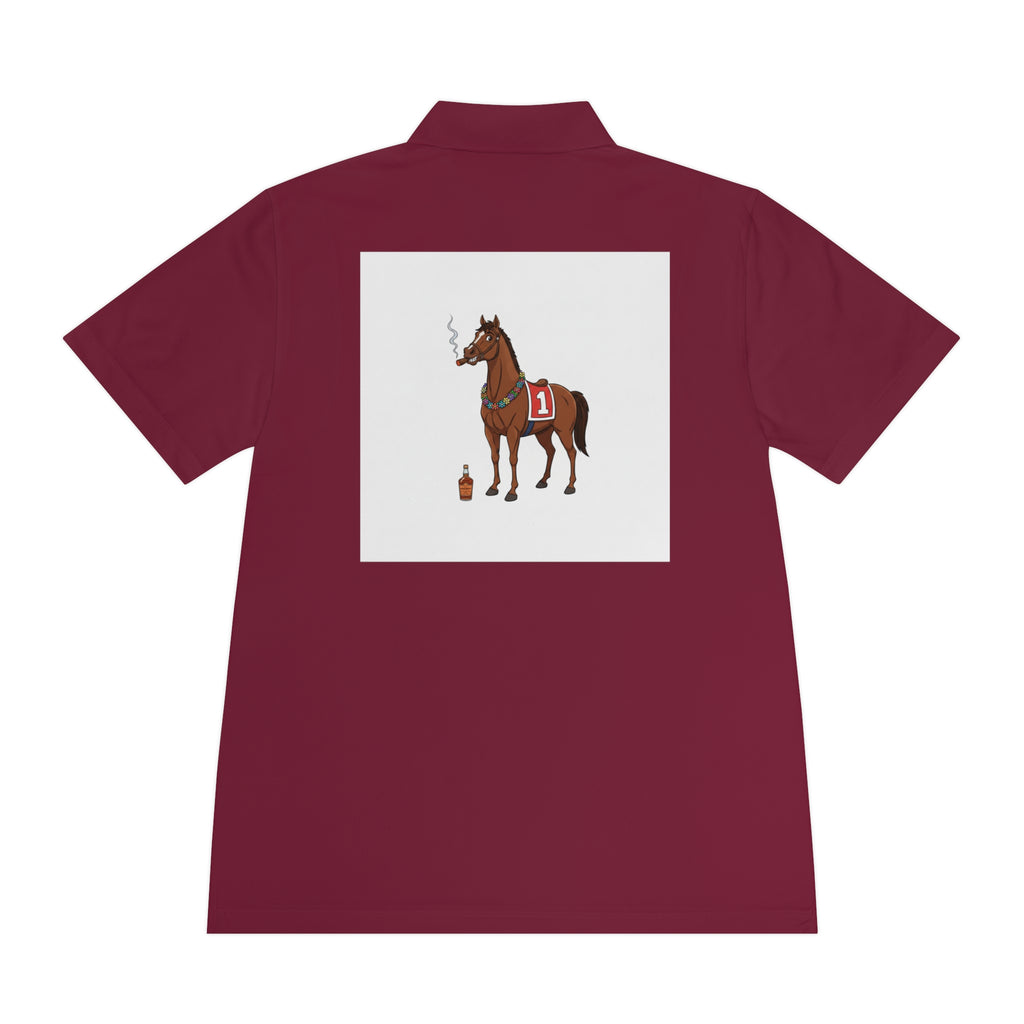 Horse Racing Polo Shirt — Vintage Jockey Saddle & Racing Horse Design