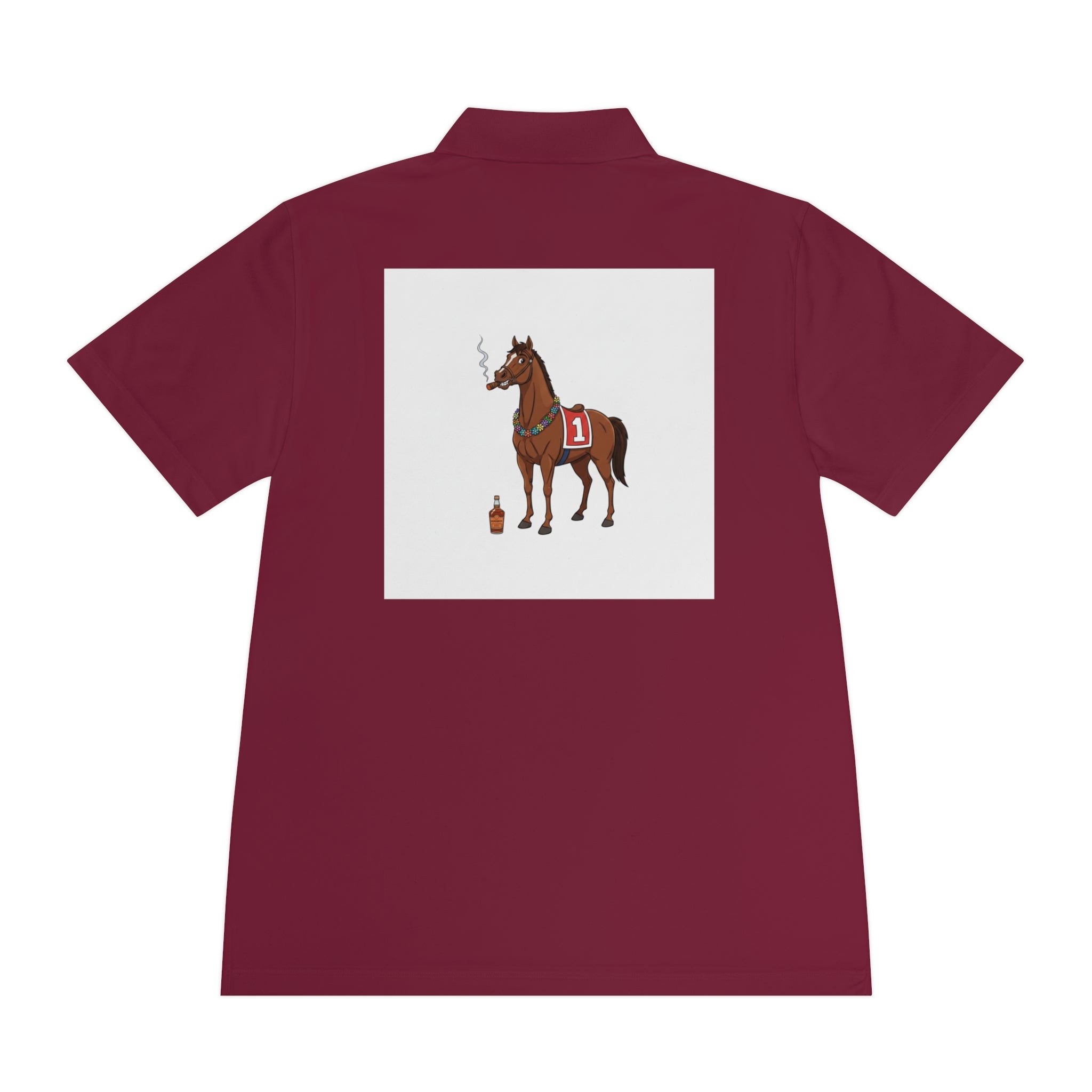 Horse Racing Polo Shirt — Vintage Jockey Saddle & Racing Horse Design