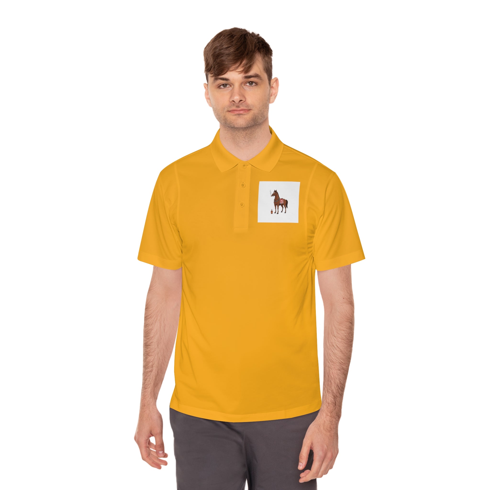Horse Racing Polo Shirt — Vintage Jockey Saddle & Racing Horse Design