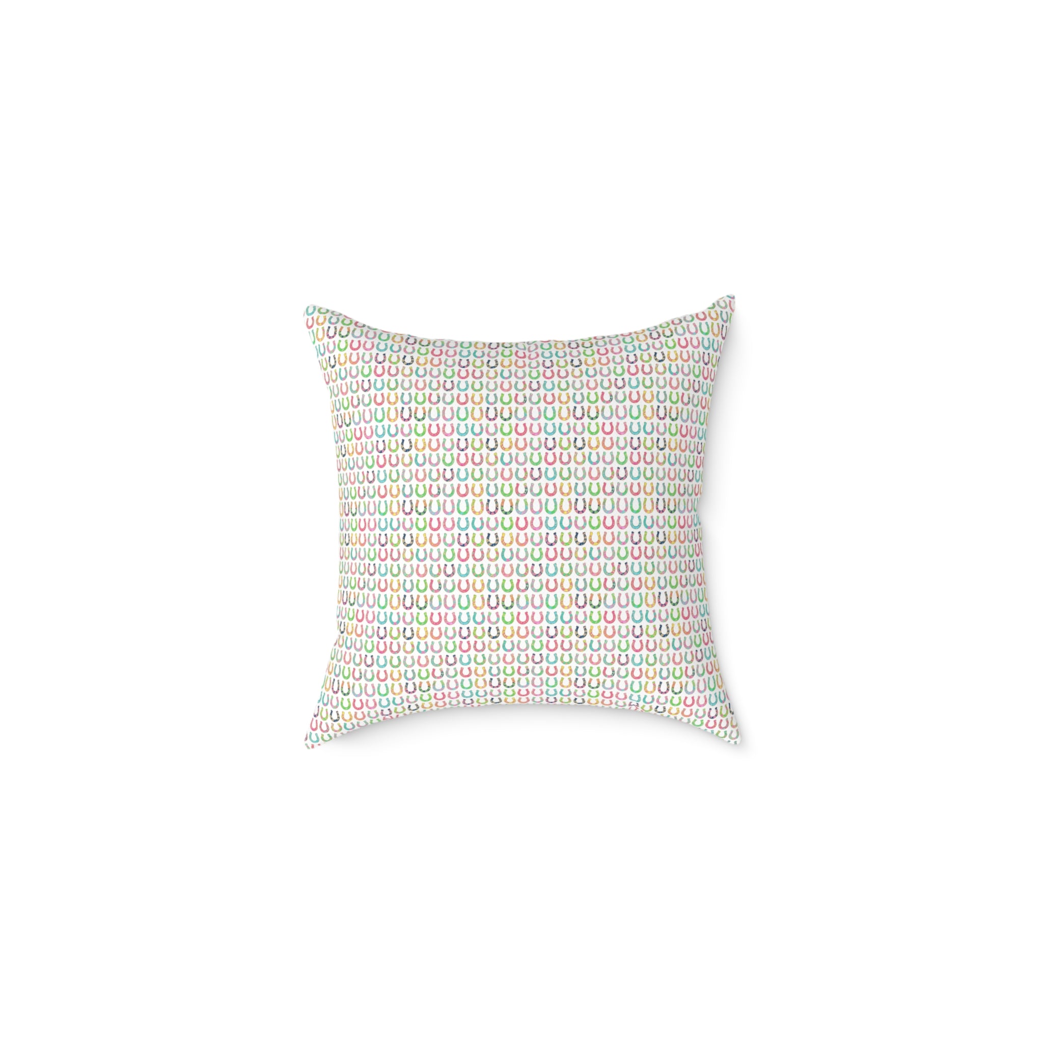 Square Poly Canvas Pillow — Pastel Rainbow Dainty Pattern Throw Pillow
