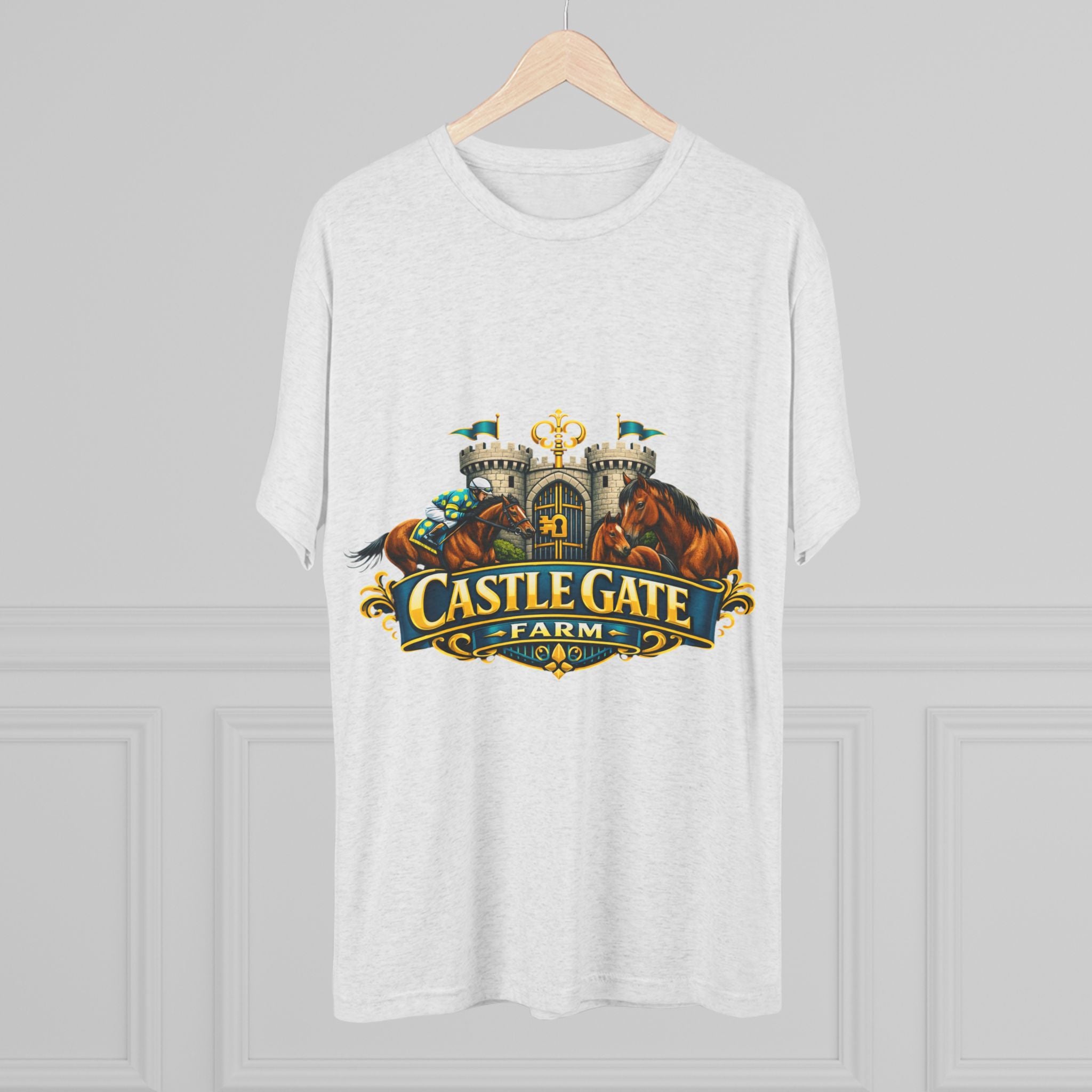 Castle Gate Farm T-Shirt – Retro Crest Logo Tee for Farm Lovers