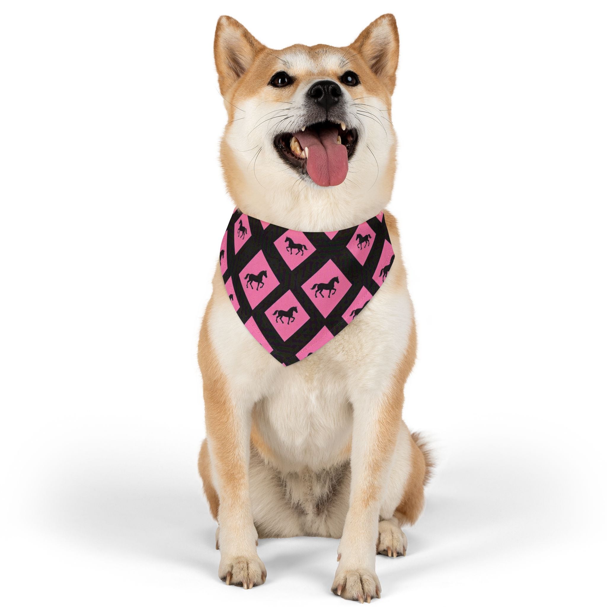 Pink Horse Diamond Pet Bandana Collar — Stylish Dog & Cat Accessory