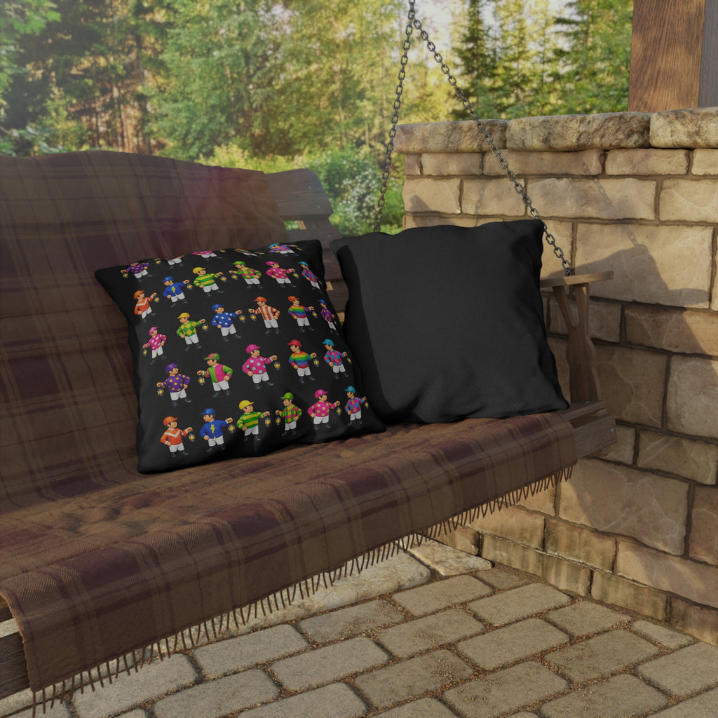 Colorful Comical Lawn Jockey Pattern Outdoor Pillow