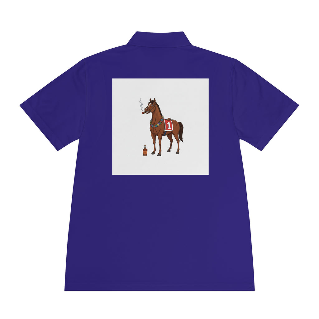 Horse Racing Polo Shirt — Vintage Jockey Saddle & Racing Horse Design