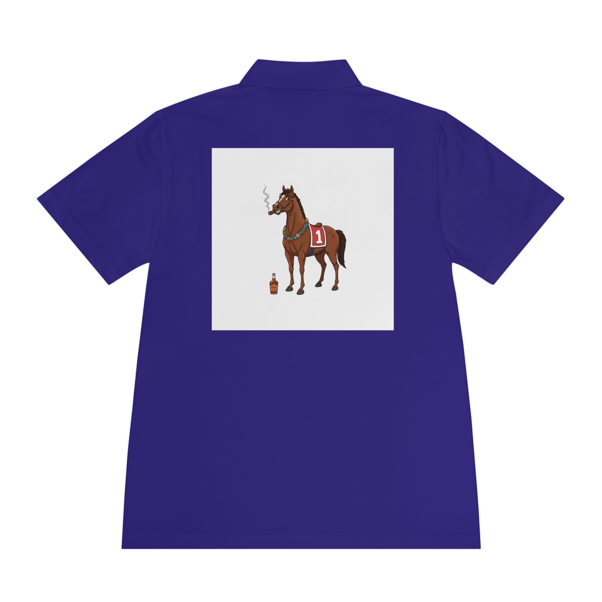 Horse Racing Polo Shirt — Vintage Jockey Saddle & Racing Horse Design