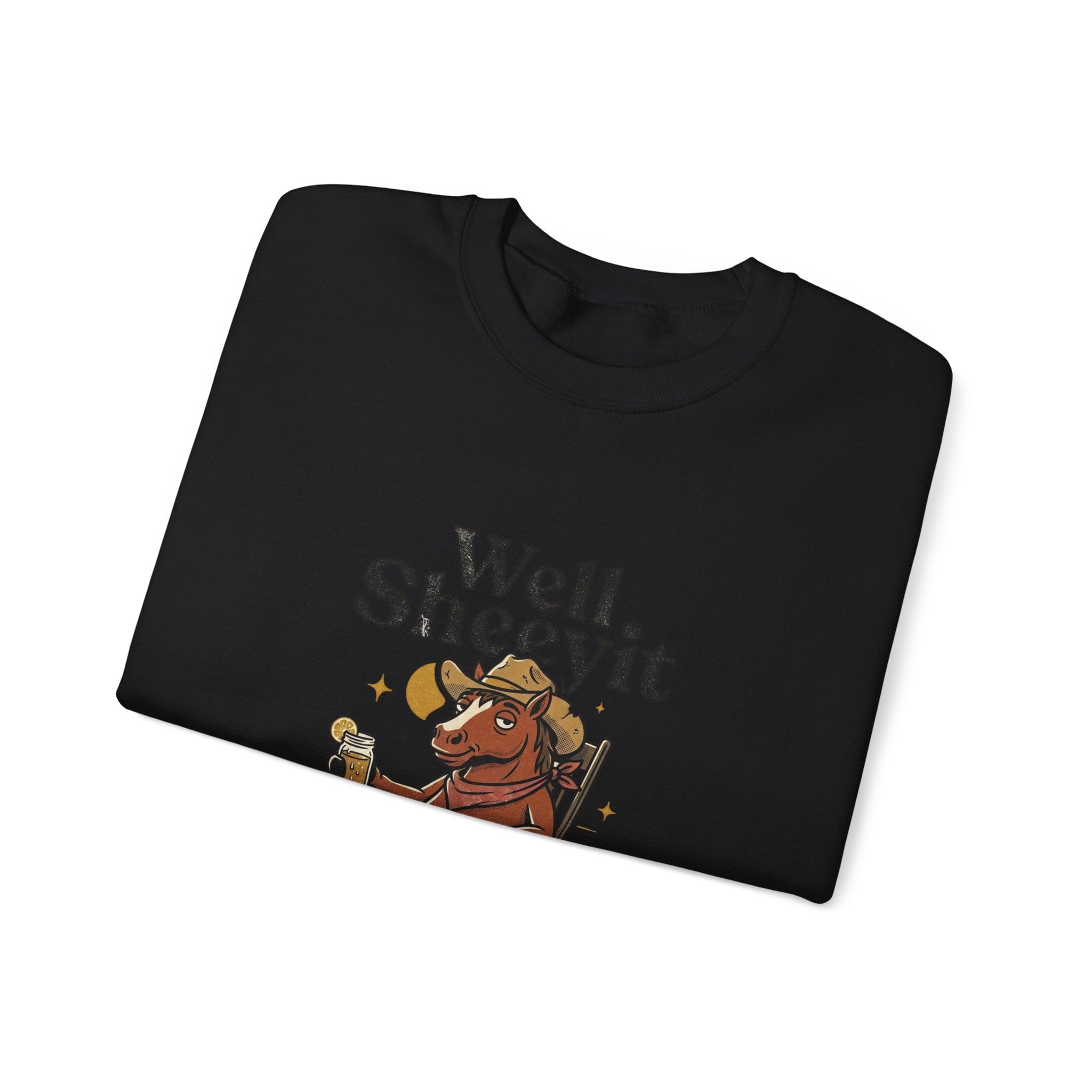 Well Sheeyit Horse Crewneck Sweatshirt | Vintage Southern, Rustic Western Humor