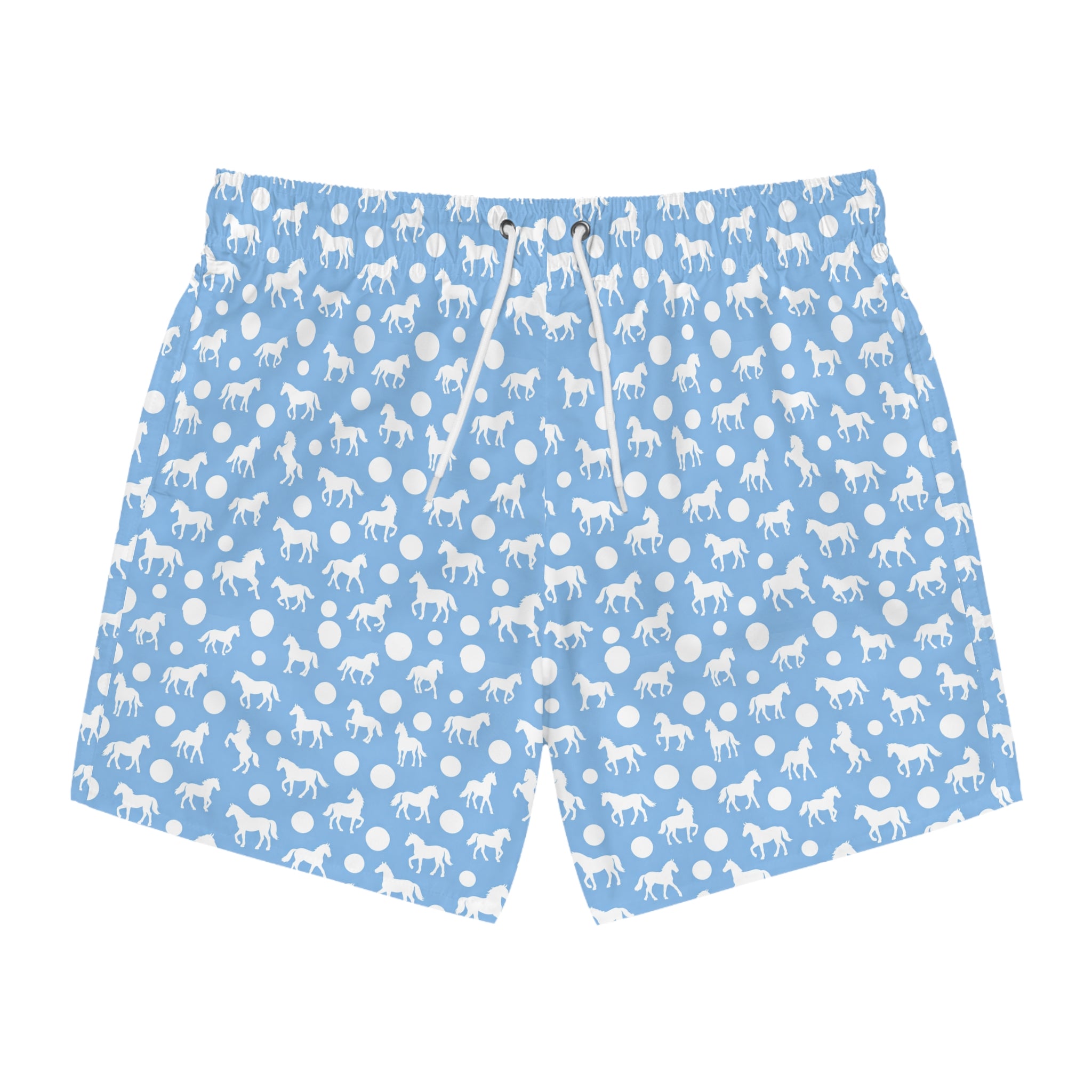 Blue Horse Print Swim Trunks