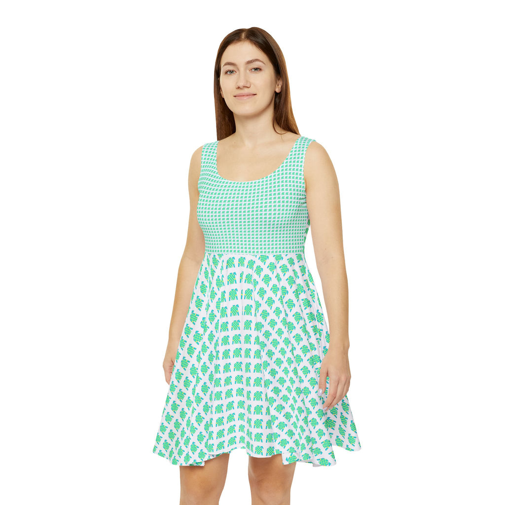Mint Green jockey silks Print Skater Dress