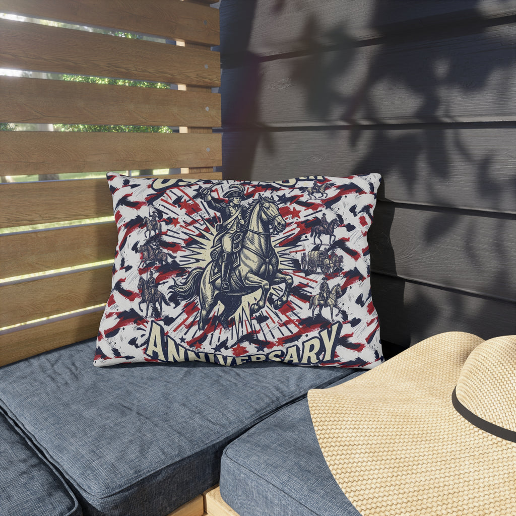 USA 250th Anniversary Outdoor Pillow — Patriotic Red White Blue Decor