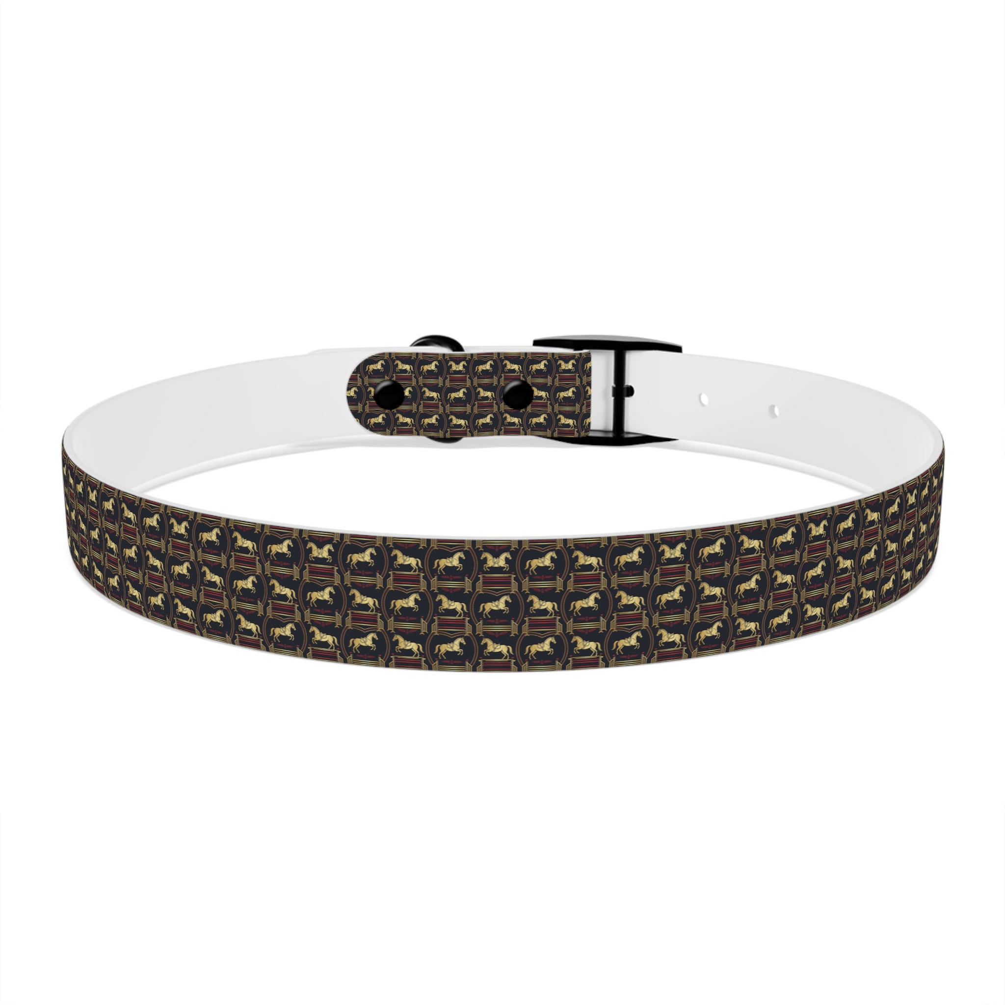 Navy Rich Red and Gold all over Horse Equestrian print dirt and waterproof collar
