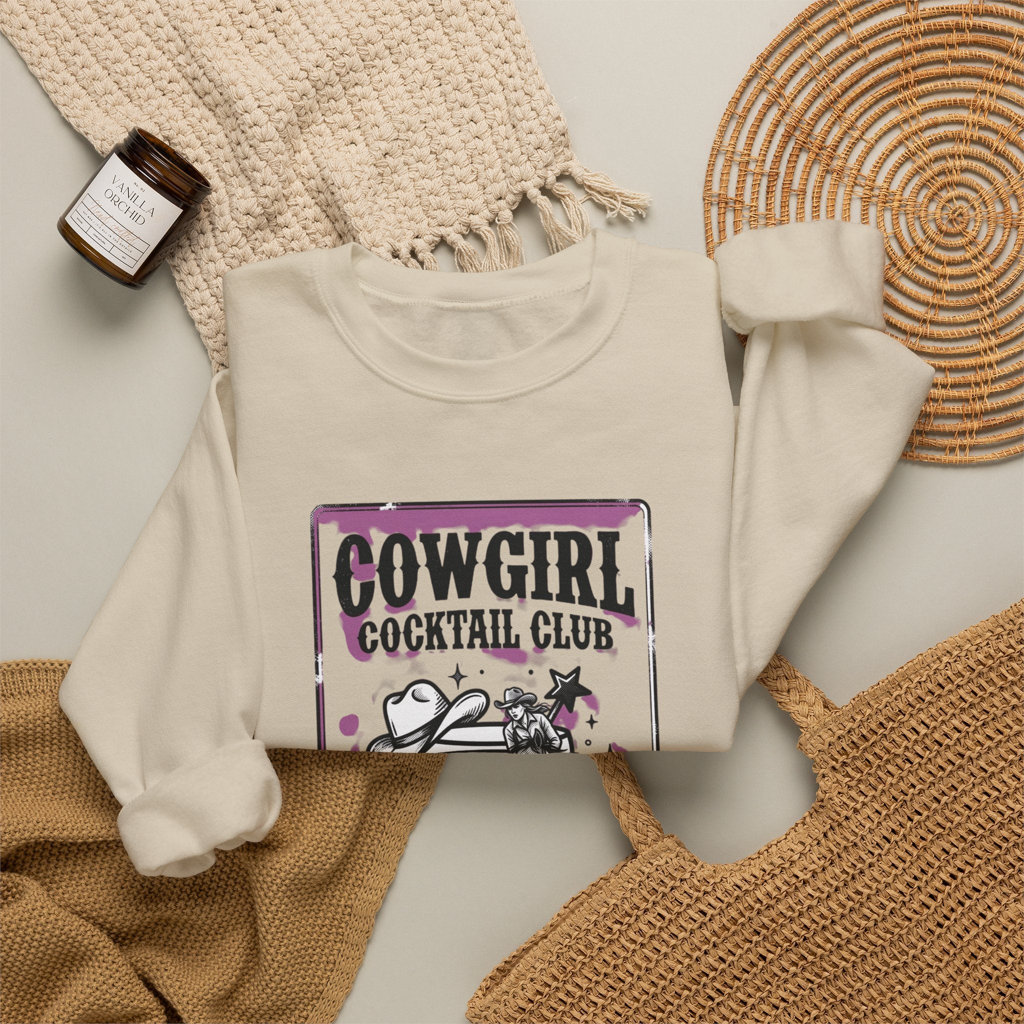 Cowgirl Cocktail Club Crewneck | Country Aesthetic, Western Graphic