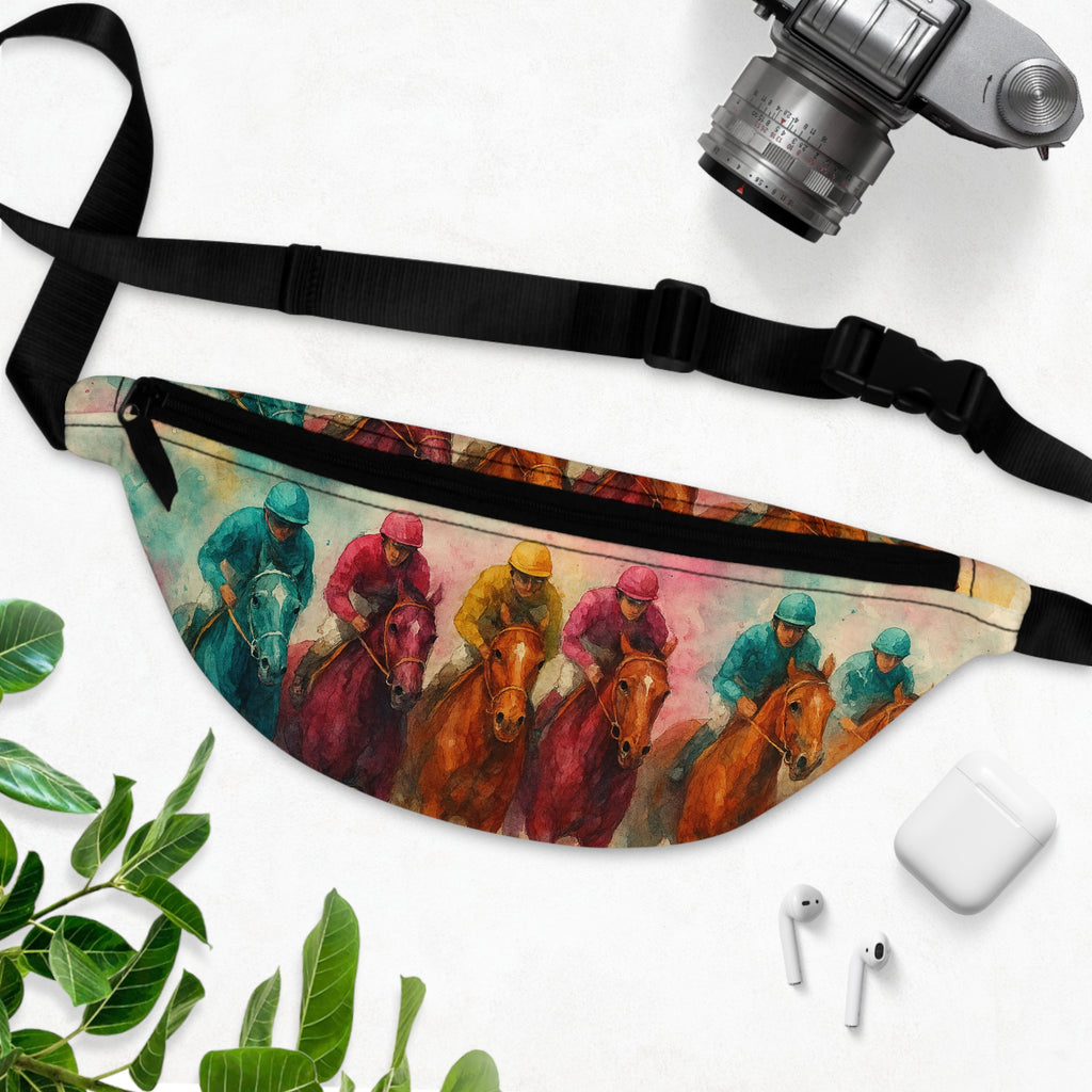 Racing Horses Fanny Pack - Colorful Equestrian Hip Bag