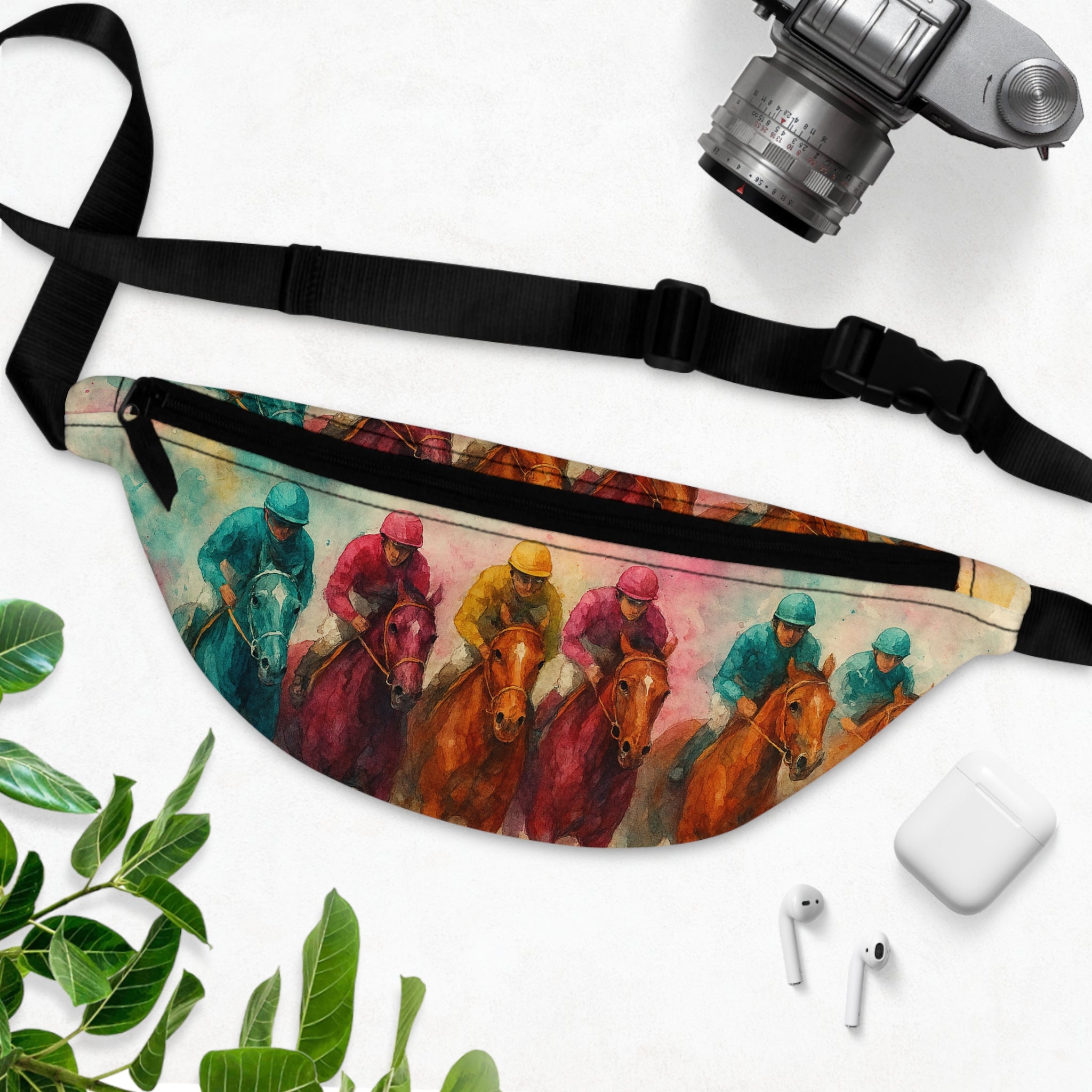 Racing Horses Fanny Pack - Colorful Equestrian Hip Bag