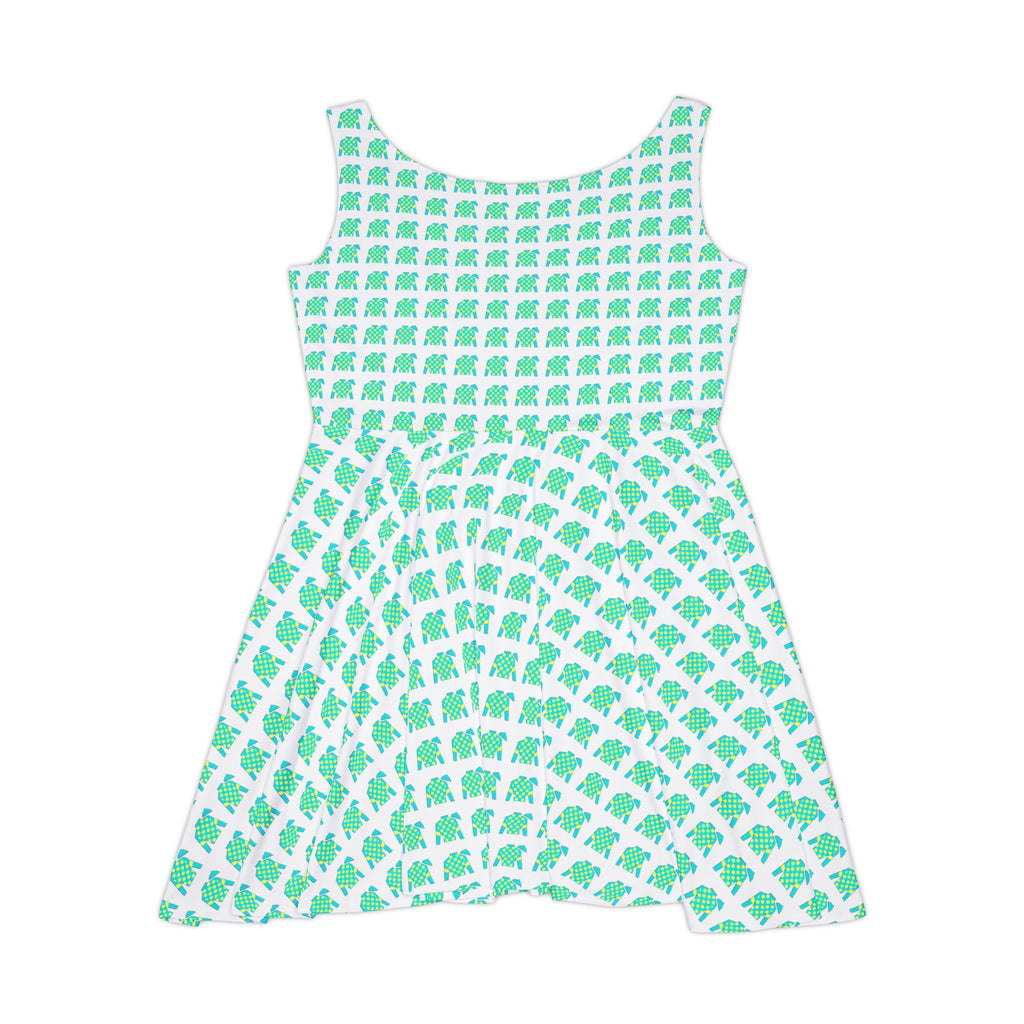 Mint Green jockey silks Print Skater Dress