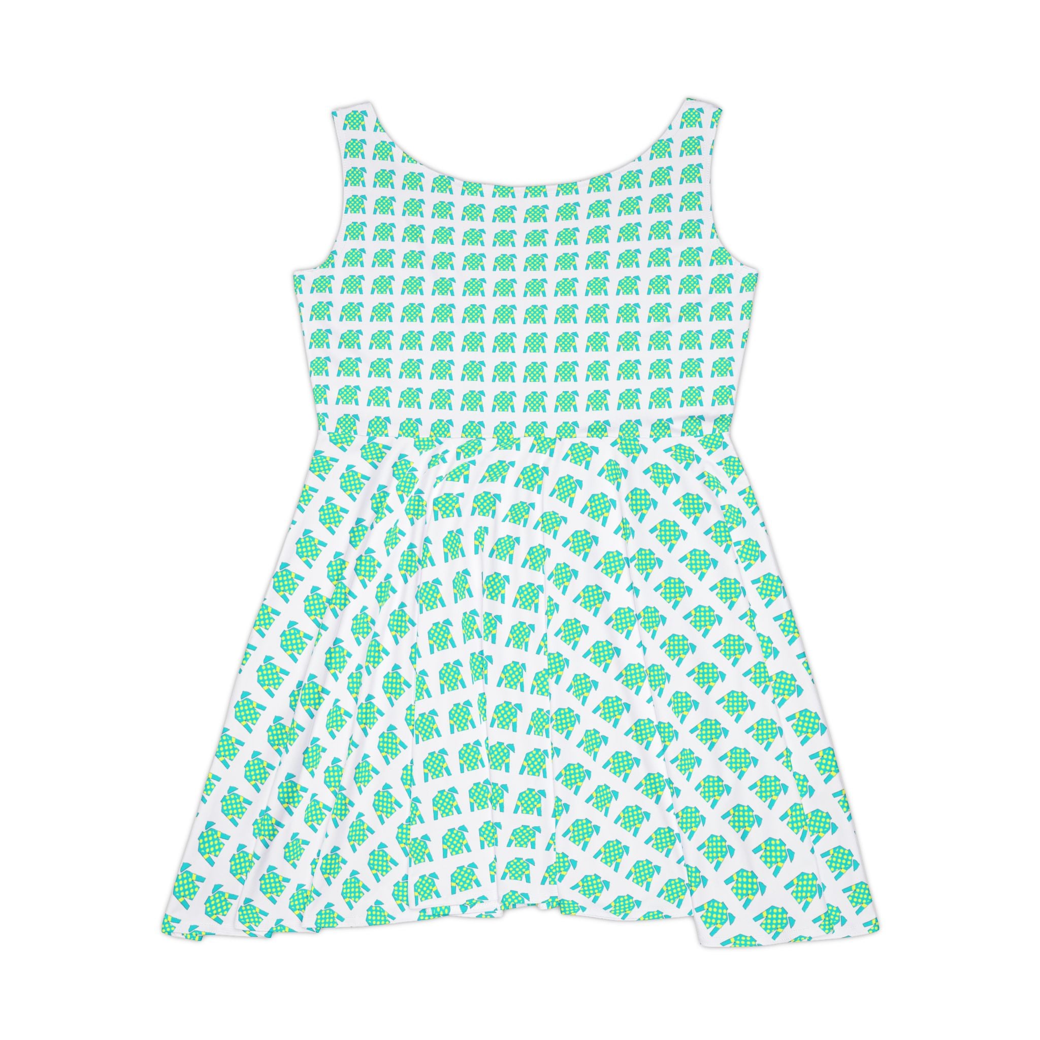 Mint Green jockey silks Print Skater Dress