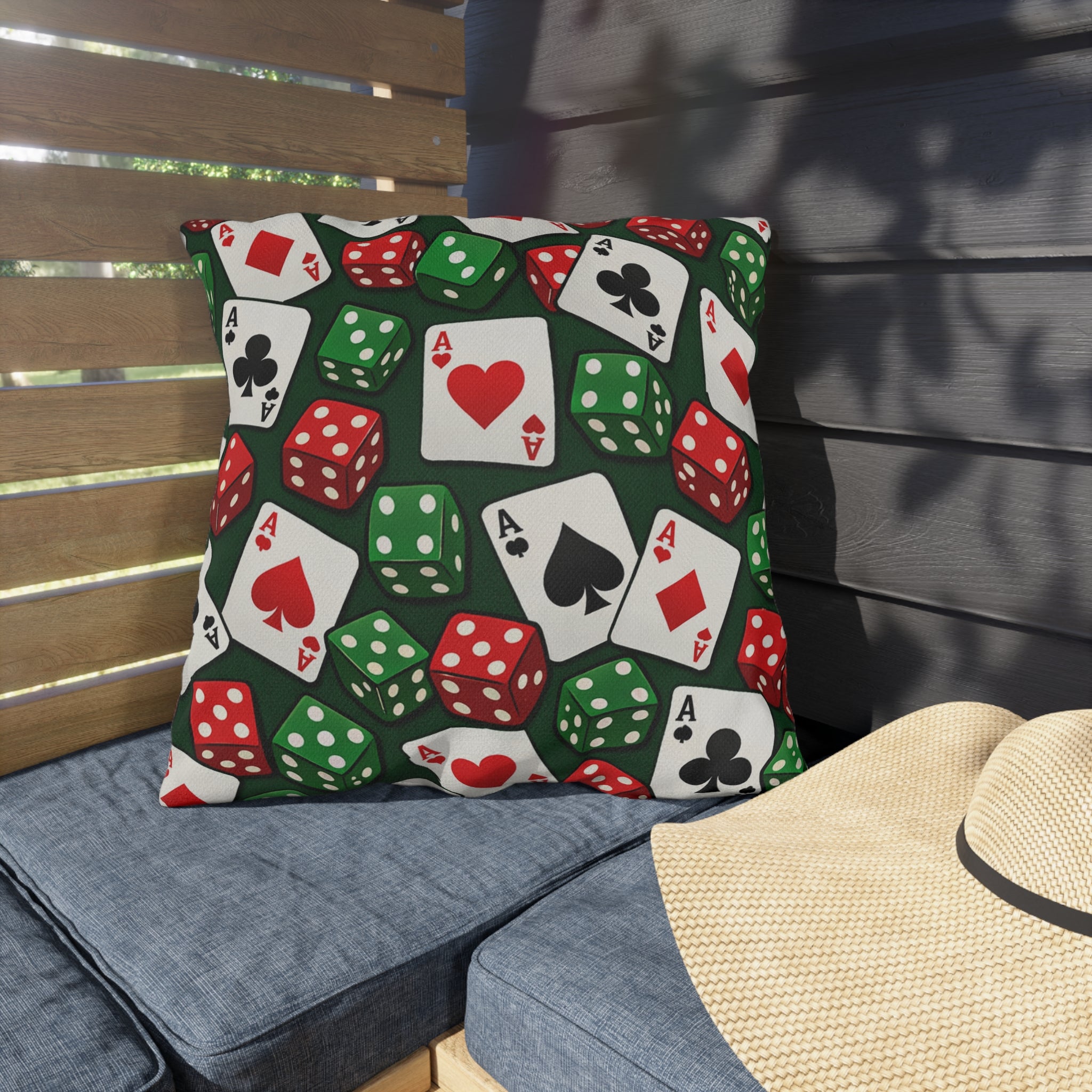 Casino Aces  Dice Outdoor Pillow — Poker Themed