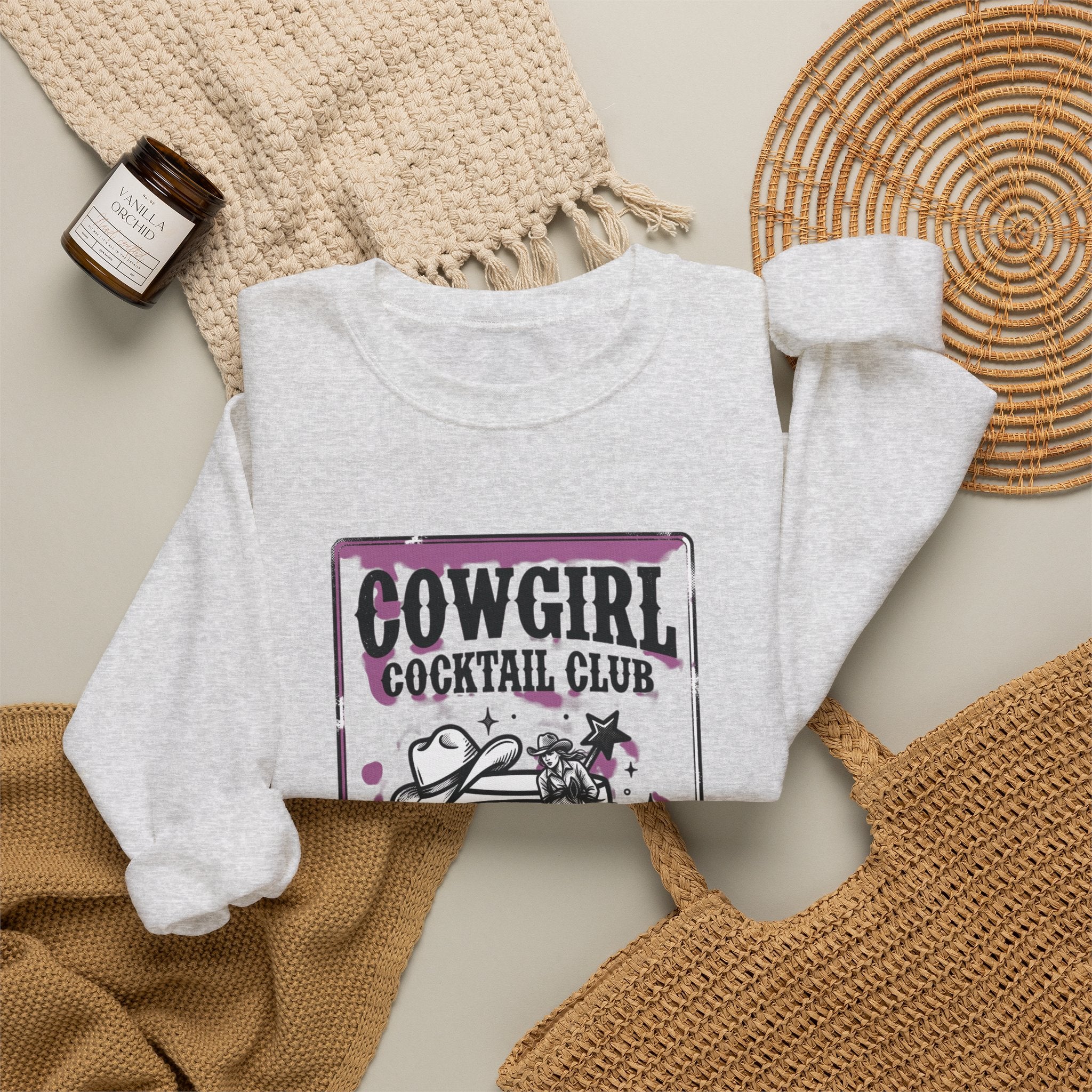 Cowgirl Cocktail Club Crewneck | Country Aesthetic, Western Graphic