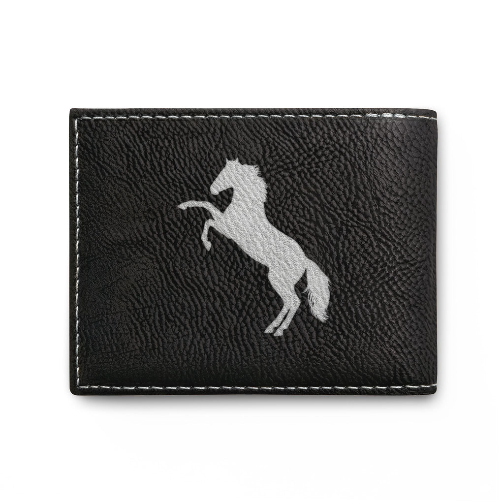 Rearing Horse Bi-Fold Wallet — Leather Wallet with Flip, Equestrian Gift