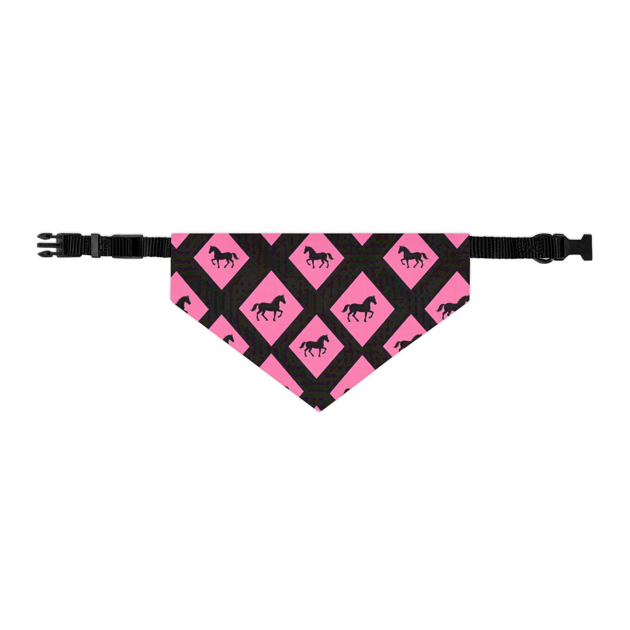 Pink Horse Diamond Pet Bandana Collar — Stylish Dog & Cat Accessory