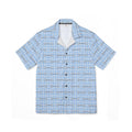 Men's Light Blue Hawaiian Camp Shirt — Horse Bit Pattern Button Down  Shirt