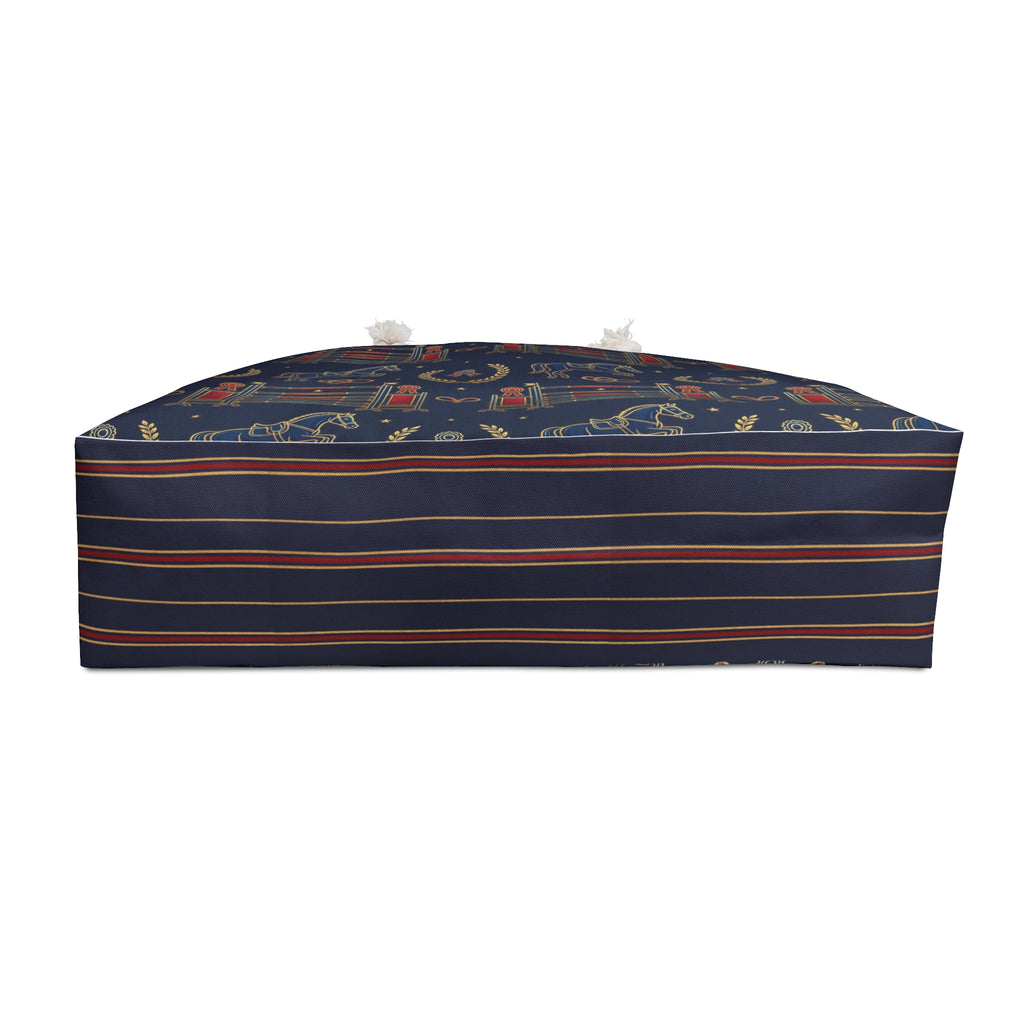Equestrian Pattern Weekender Bag — Navy Horse & Tackle Travel Tote
