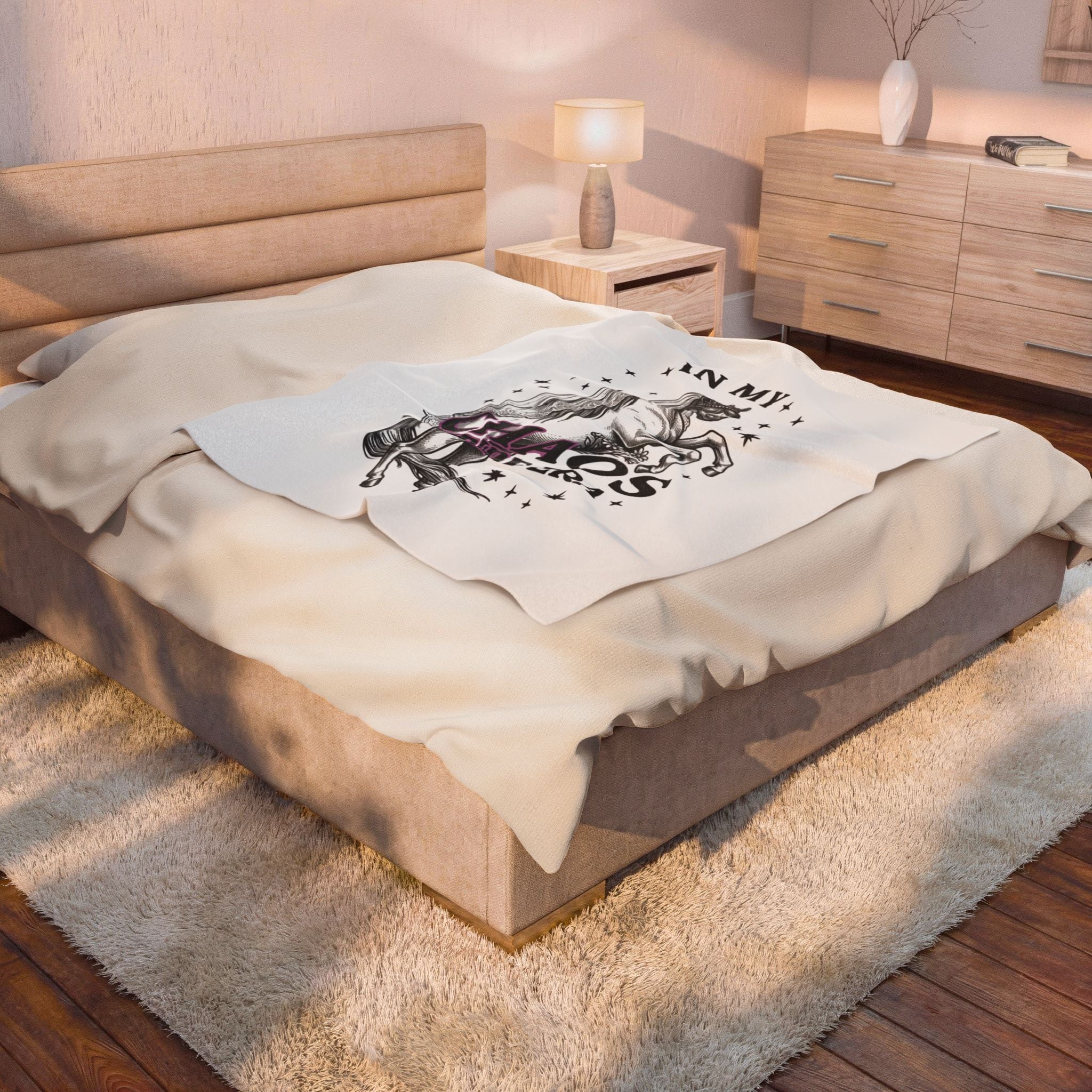 Velveteen Plush Blanket - "In My Chaos Bride Era" Horse Bridal Throw