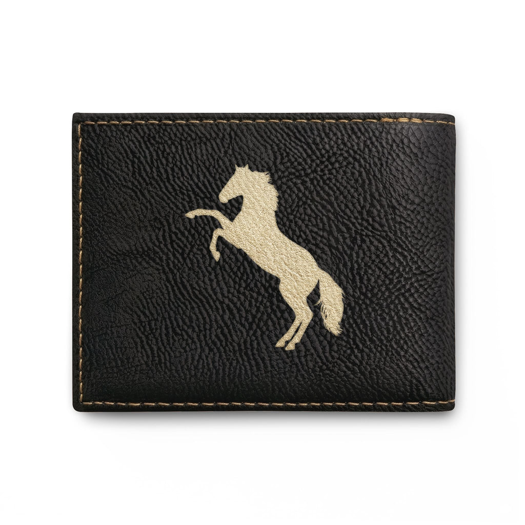 Rearing Horse Bi-Fold Wallet — Leather Wallet with Flip, Equestrian Gift