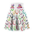 Lucky Horseshoe Skater Skirt — Pastel Country Western Print