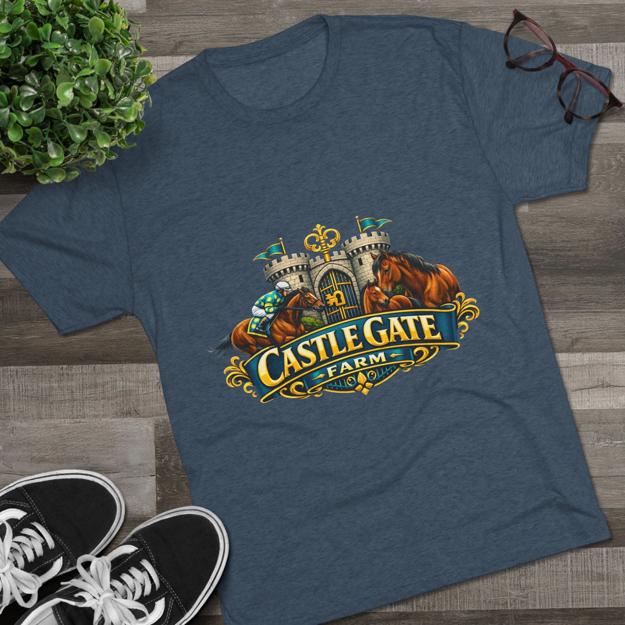 Castle Gate Farm T-Shirt – Retro Crest Logo Tee for Farm Lovers