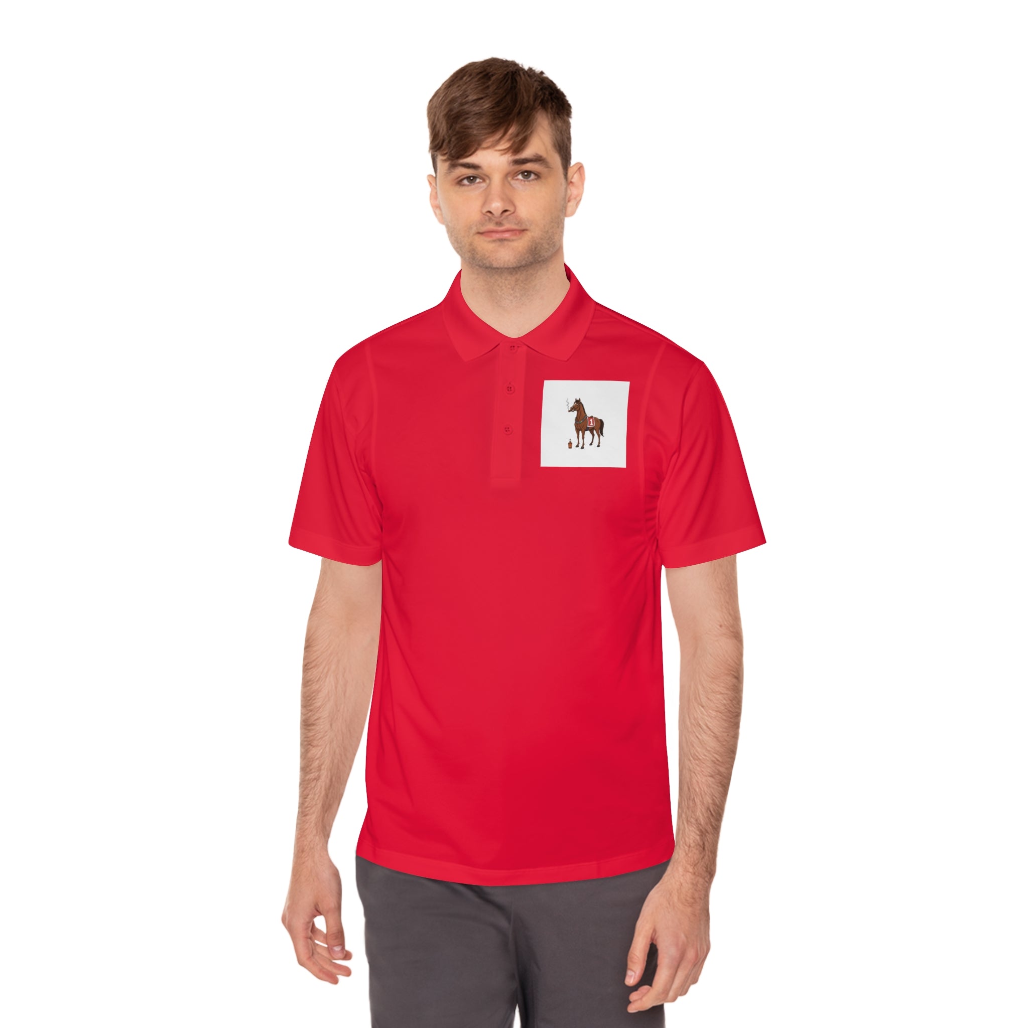 Horse Racing Polo Shirt — Vintage Jockey Saddle & Racing Horse Design