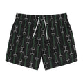 Mens Swim Trunks — Equestrian Bit Pattern (Black & Green)