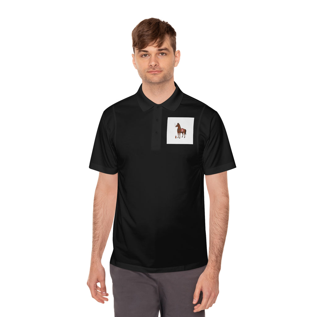 Horse Racing Polo Shirt — Vintage Jockey Saddle & Racing Horse Design