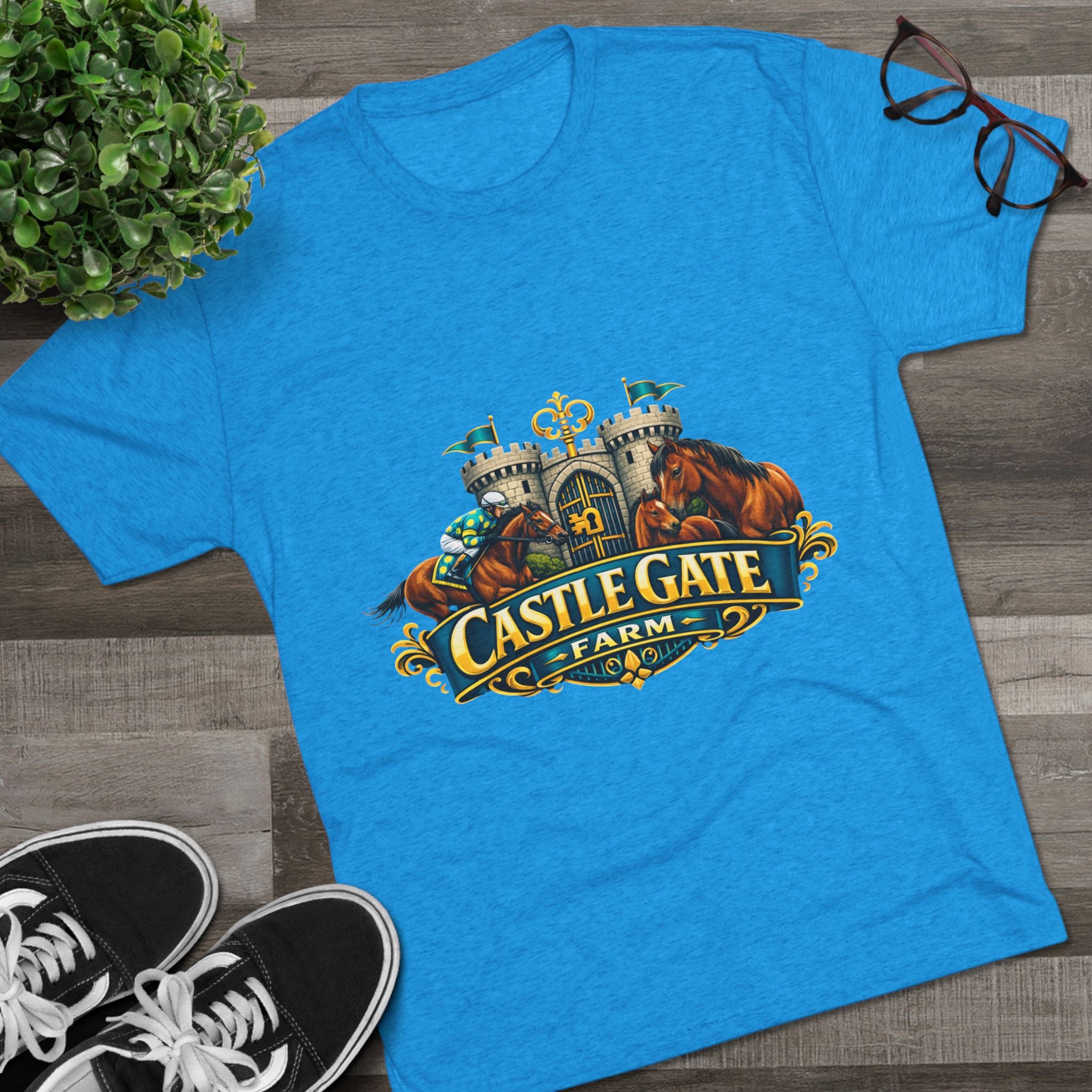 Castle Gate Farm T-Shirt – Retro Crest Logo Tee for Farm Lovers